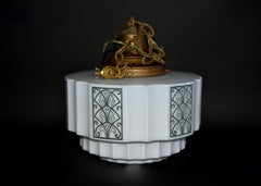 Vintage Art Deco White Milk Glass Skyscraper Pendant Light Lamp Shade