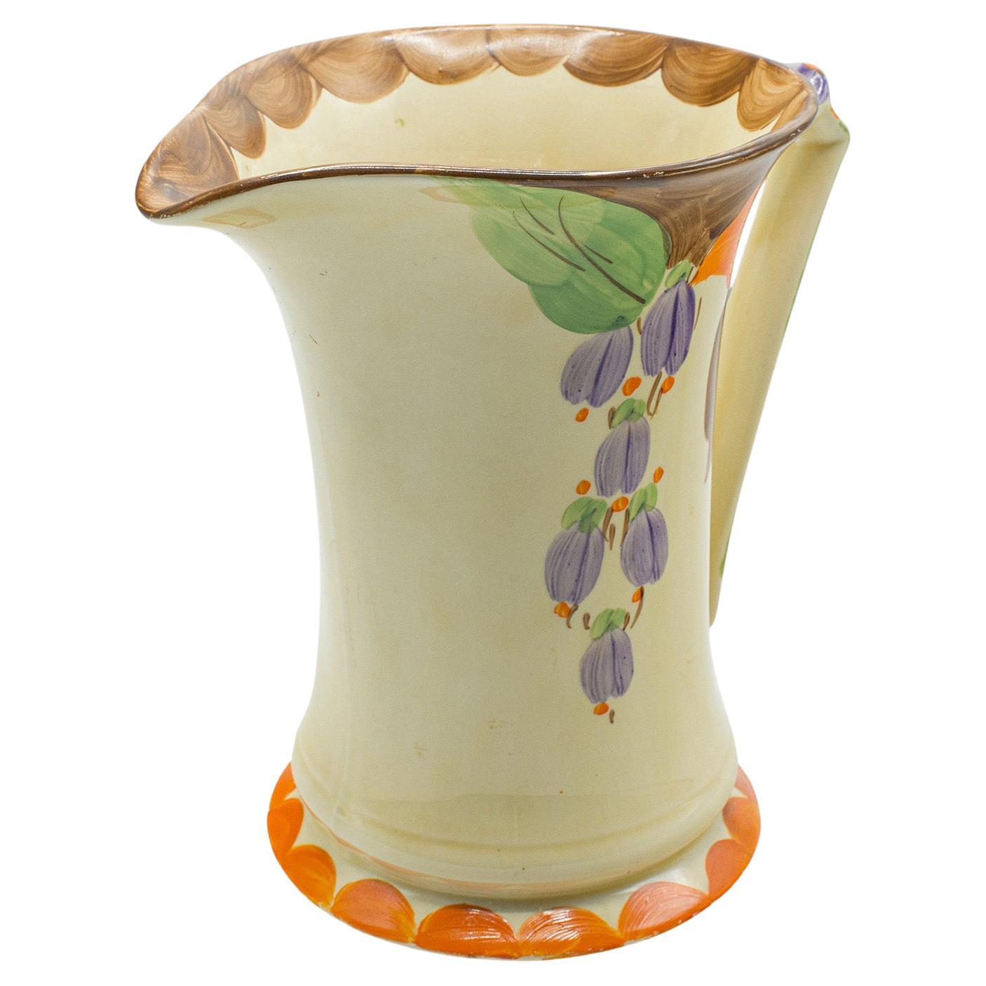 Vintage Art Deco Jarra de Leche, Inglés, Cerámica Vertedor, Creamer, Decor, Circa 1930