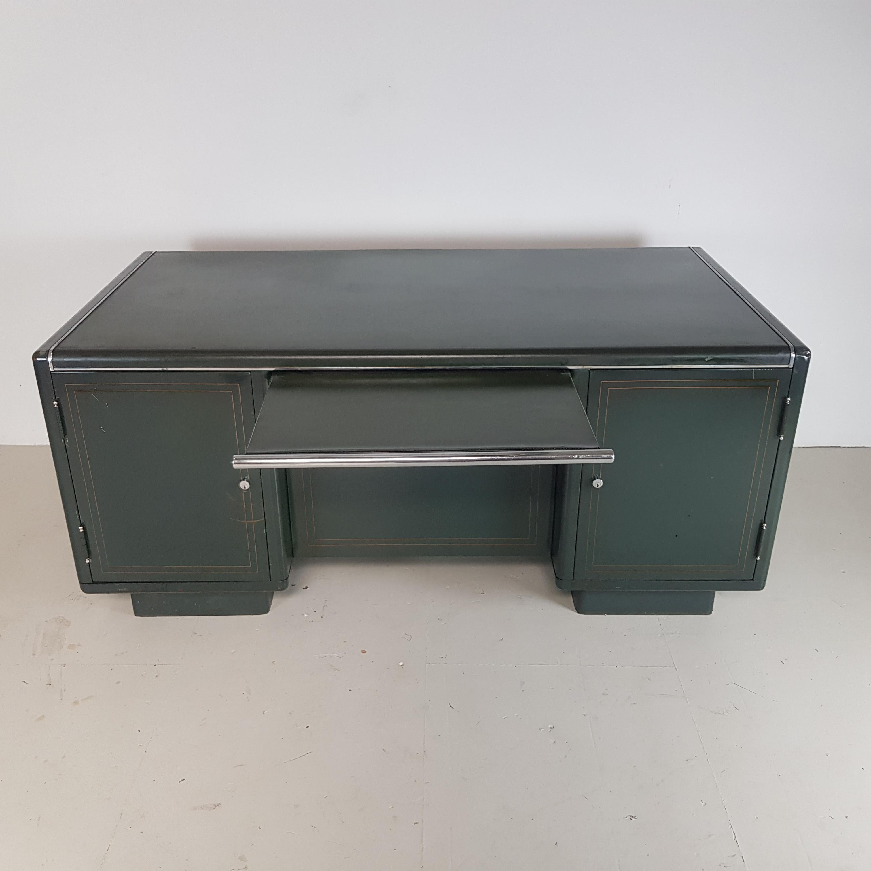 Vintage Art Deco Milner Double Pedestal Partners Steel Desk 5
