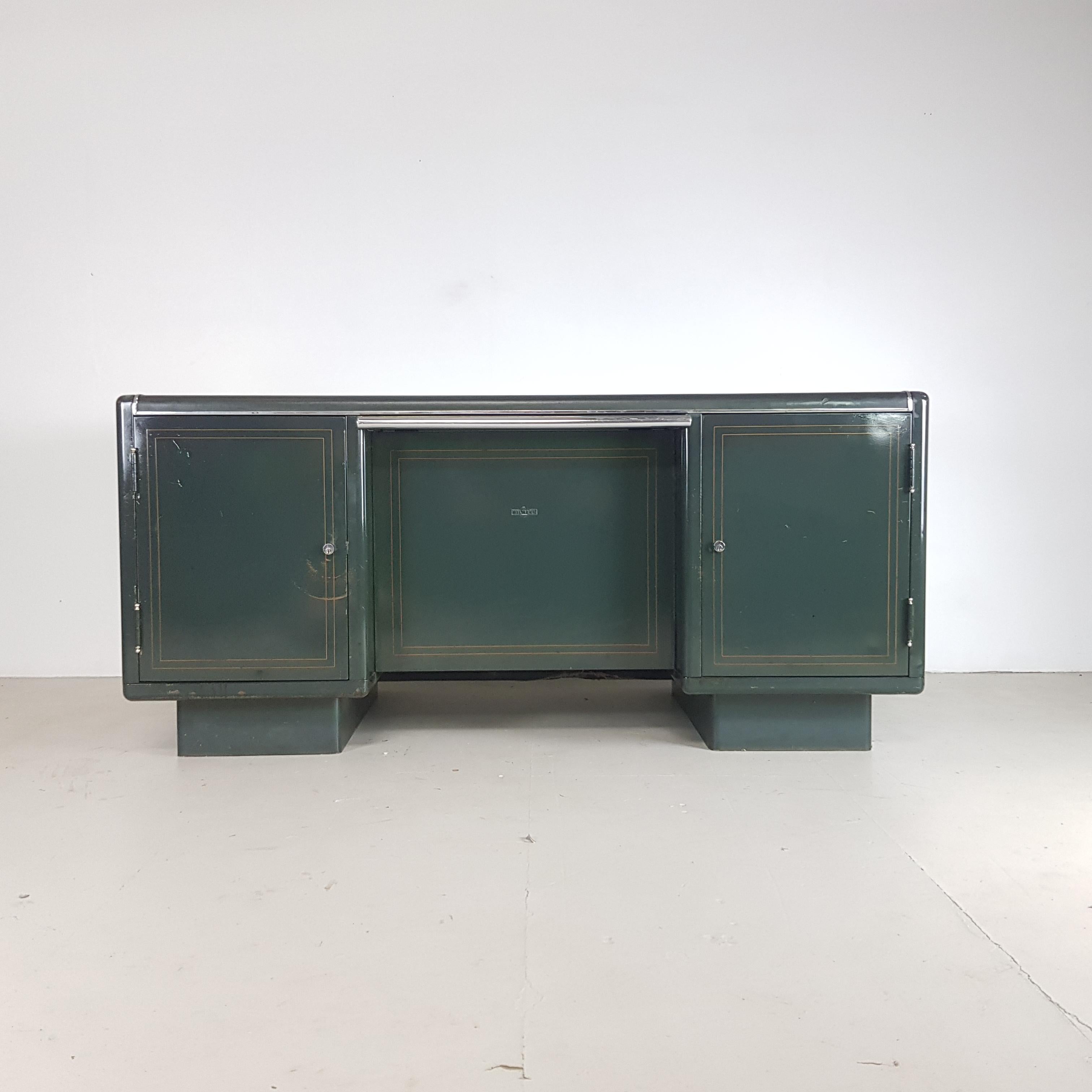 Vintage Art Deco Milner Double Pedestal Partners Steel Desk 7