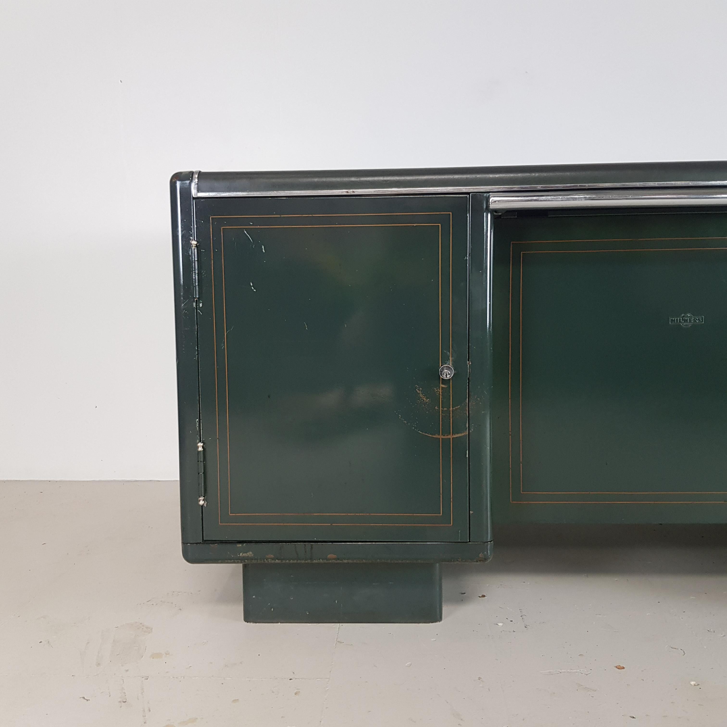 Vintage Art Deco Milner Double Pedestal Partners Steel Desk 9