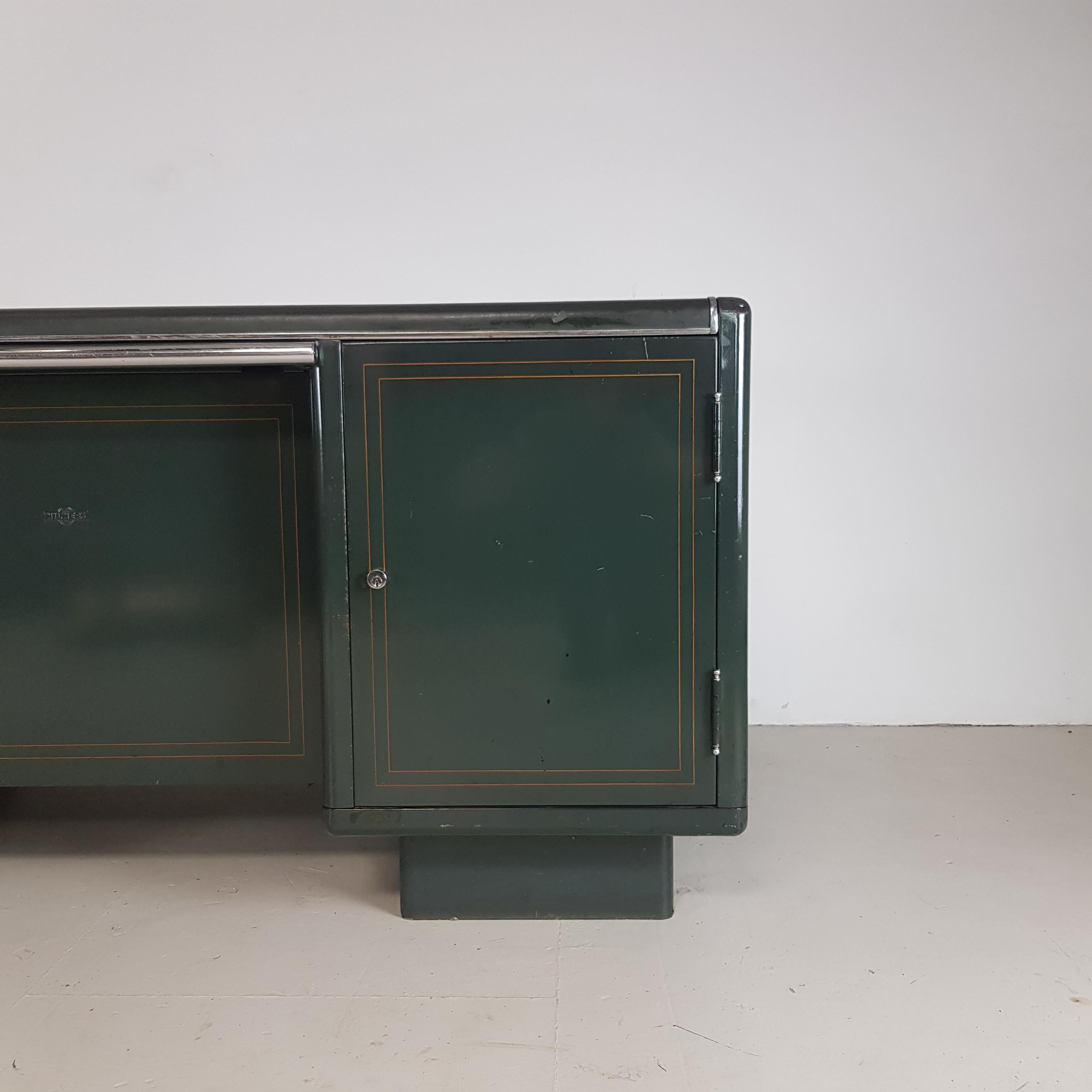 Vintage Art Deco Milner Double Pedestal Partners Steel Desk 10