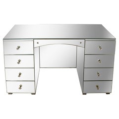 Vintage Art Deco Mirrored Desk with Eight Drawers, circa 1940