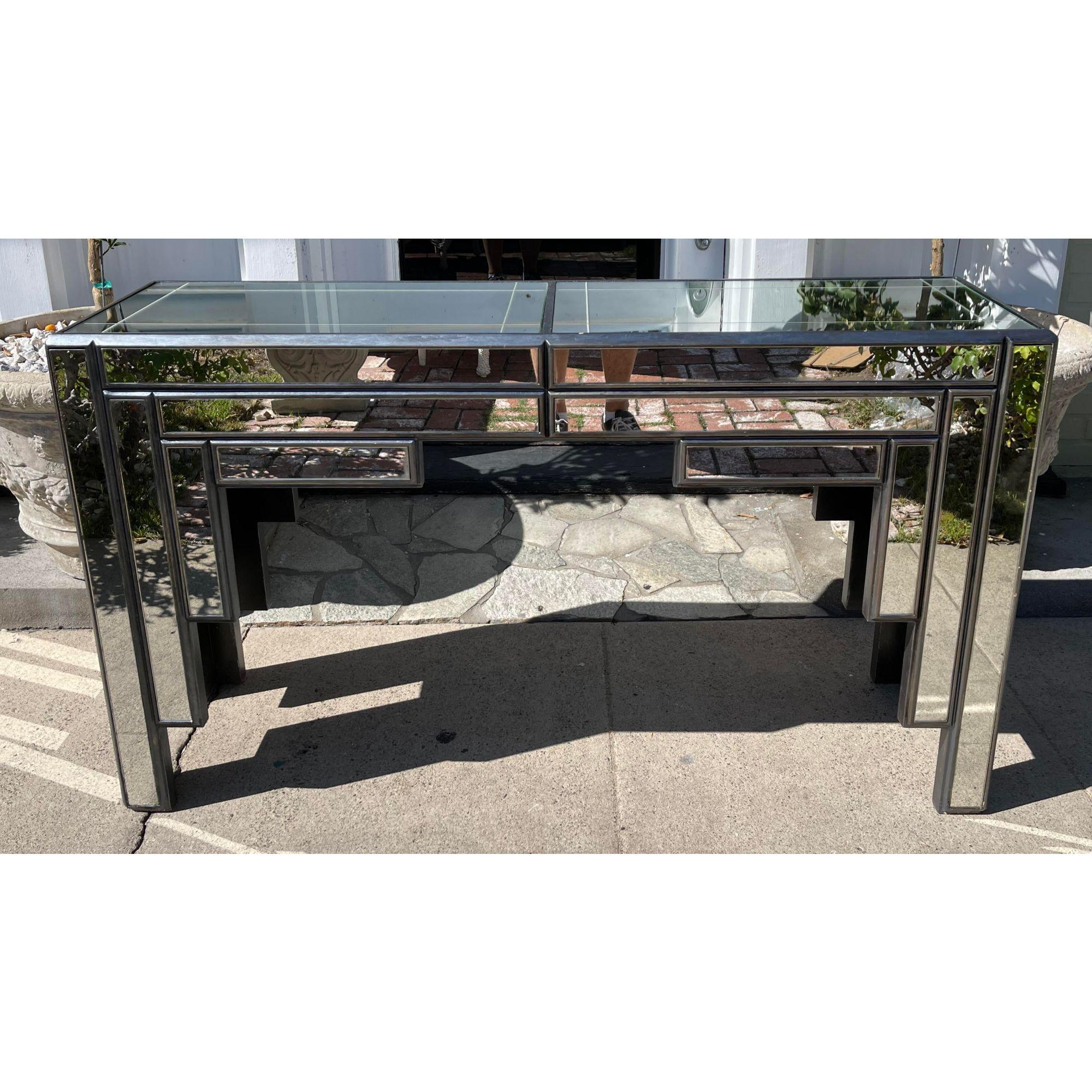 Vintage Art Deco Mirrored Theater Console Table 3