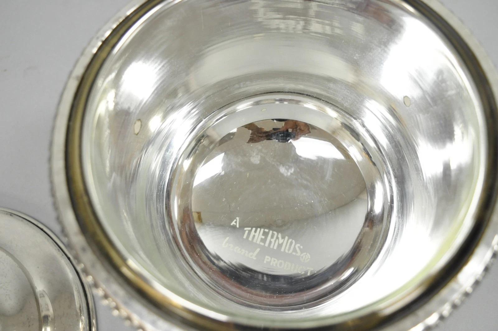 Plaqué argent Vintage Art Deco Modern Silver Plated Lidded Ice Bucket w/ 