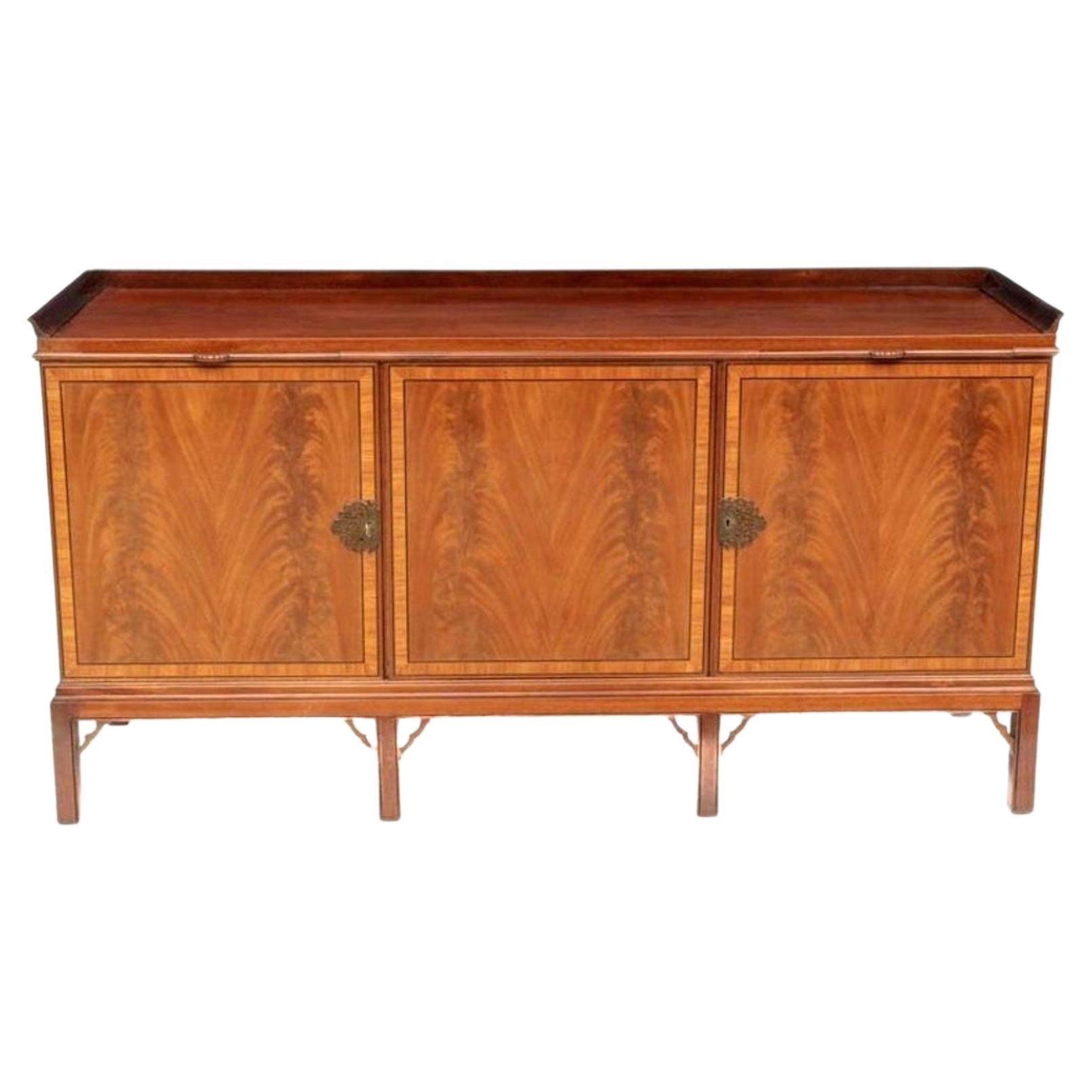 Vintage Art Deco Moderne Flame Mahogany Sideboard