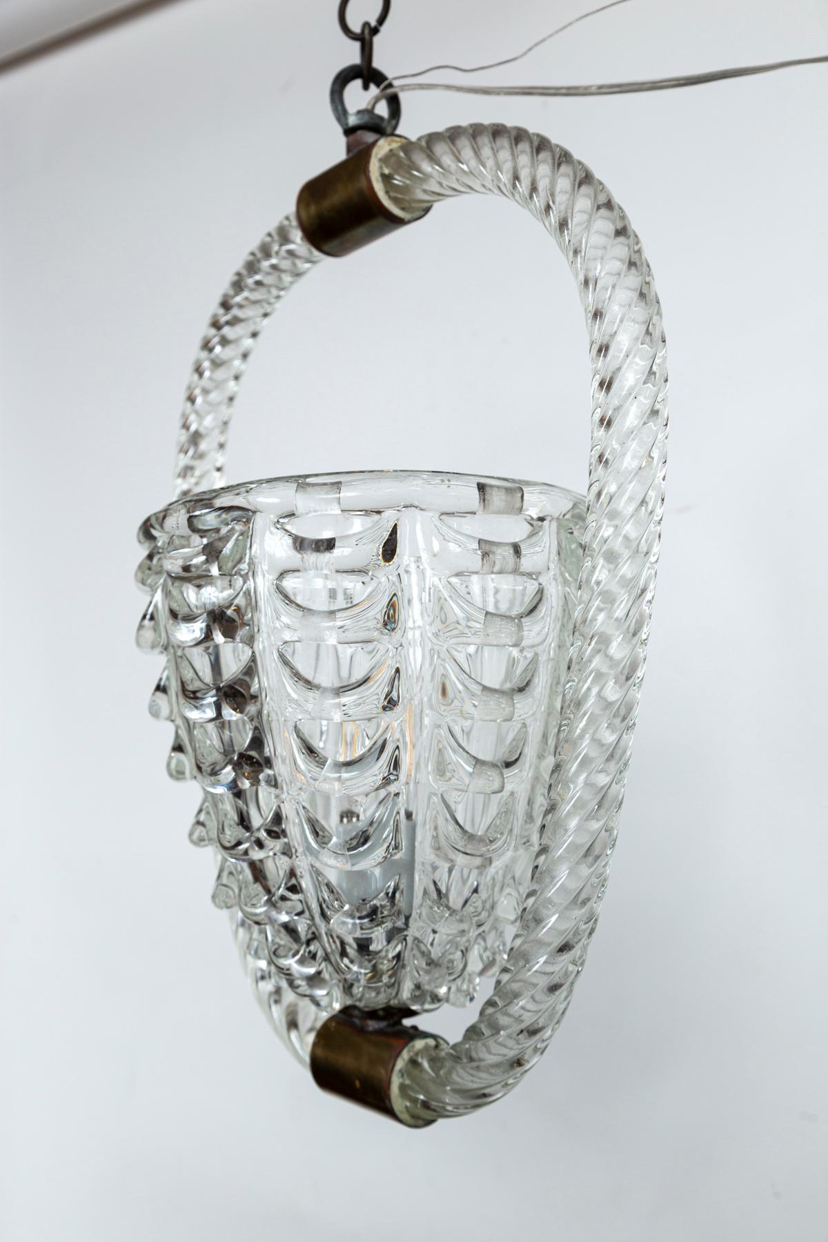 Lampe à suspension Art déco vintage de Murano par Ercole Barovier, répertorié UL en vente 1