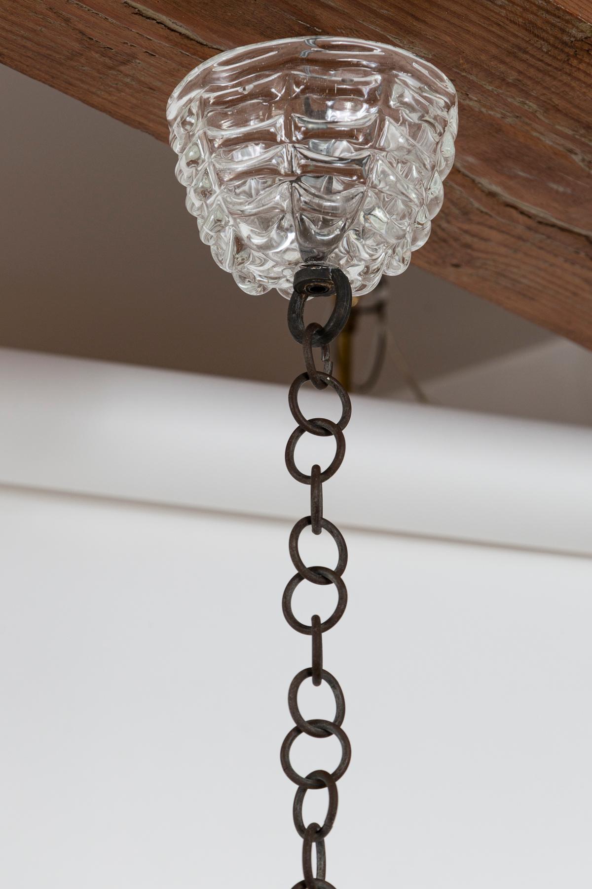 Lampe à suspension Art déco vintage de Murano par Ercole Barovier, répertorié UL en vente 3