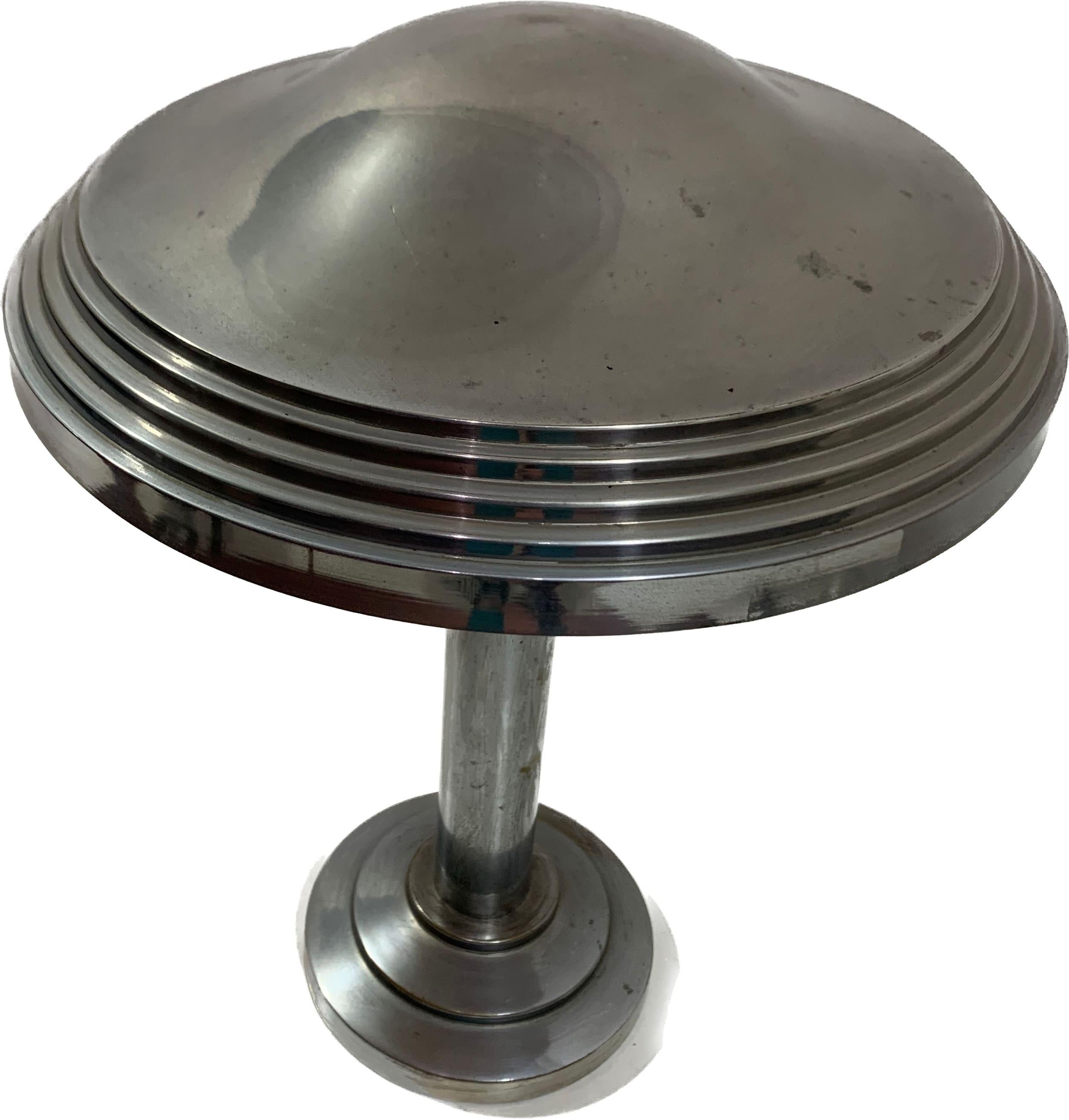 Vintage Art-Deco mushroom shape chromed table lamp 3