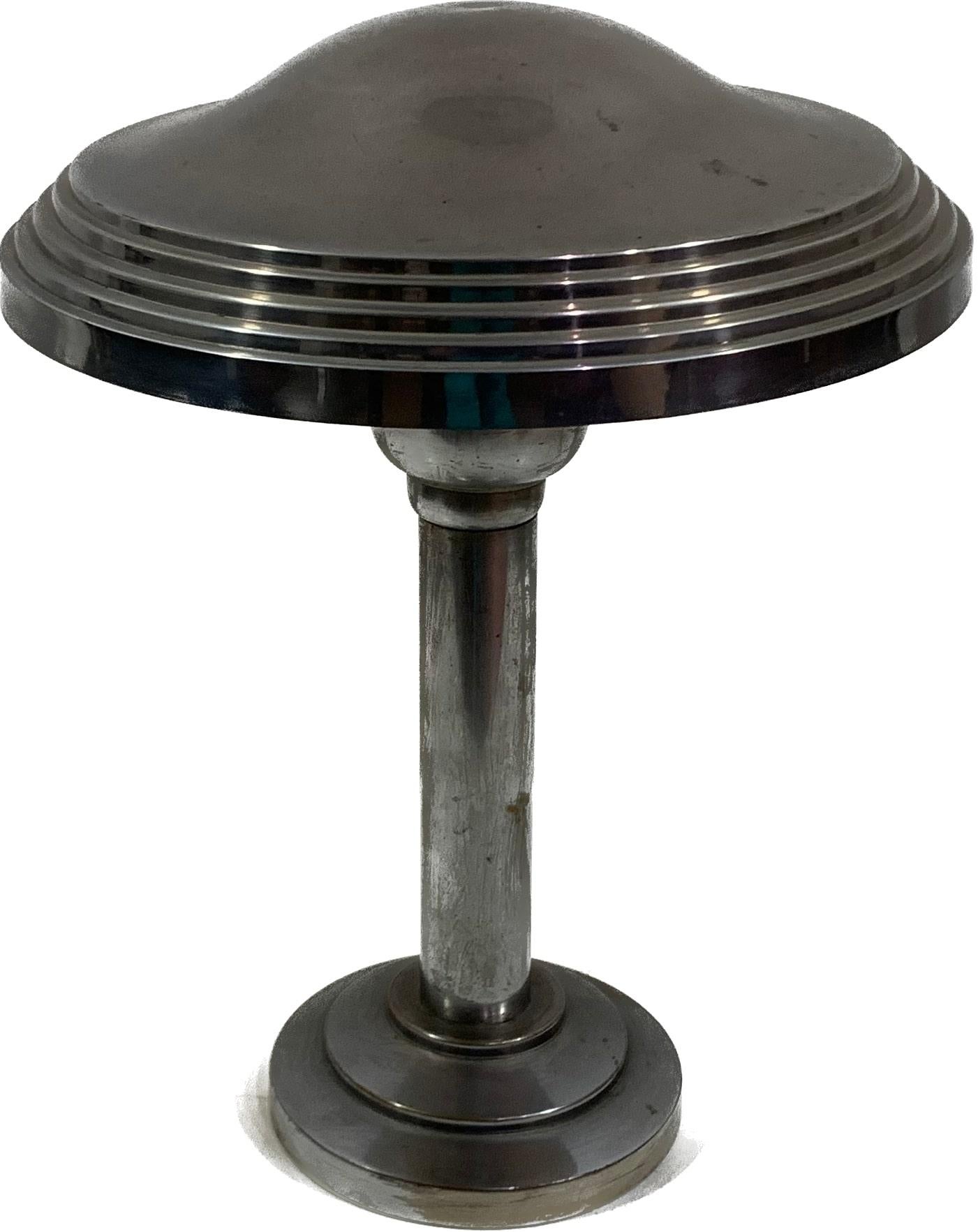Vintage Art-Deco mushroom shape chromed table lamp 4