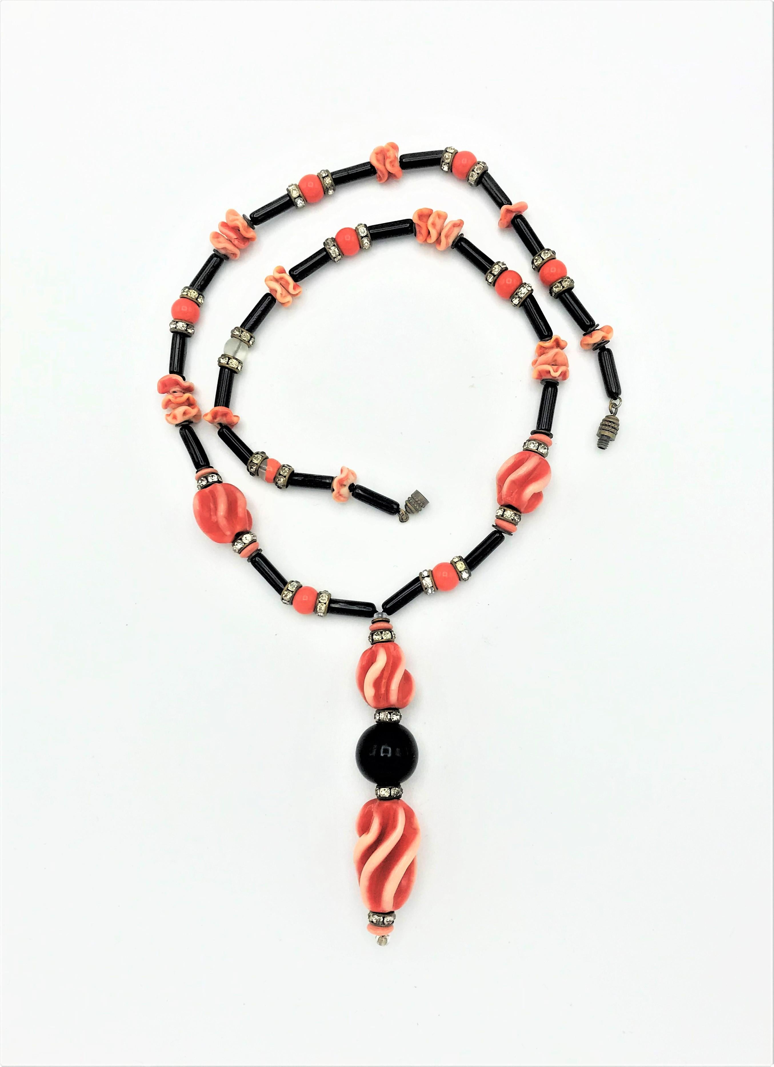 orange glass bead necklace