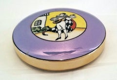 Vintage Art Deco Noritake Harlequin Powder Box Complete