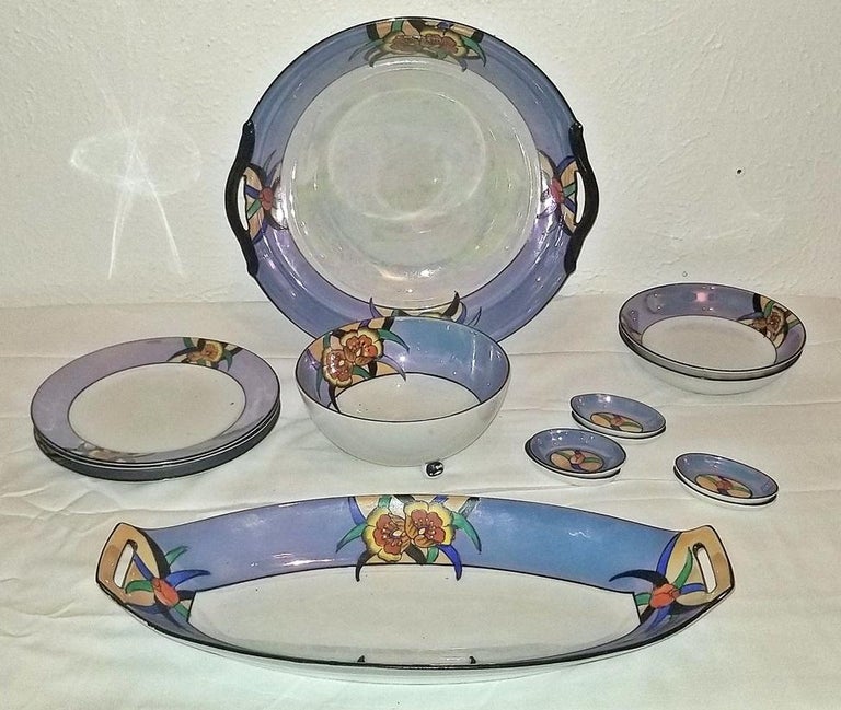 Vintage Art Deco Noritake Lusterware 14 Piece Set at 1stDibs