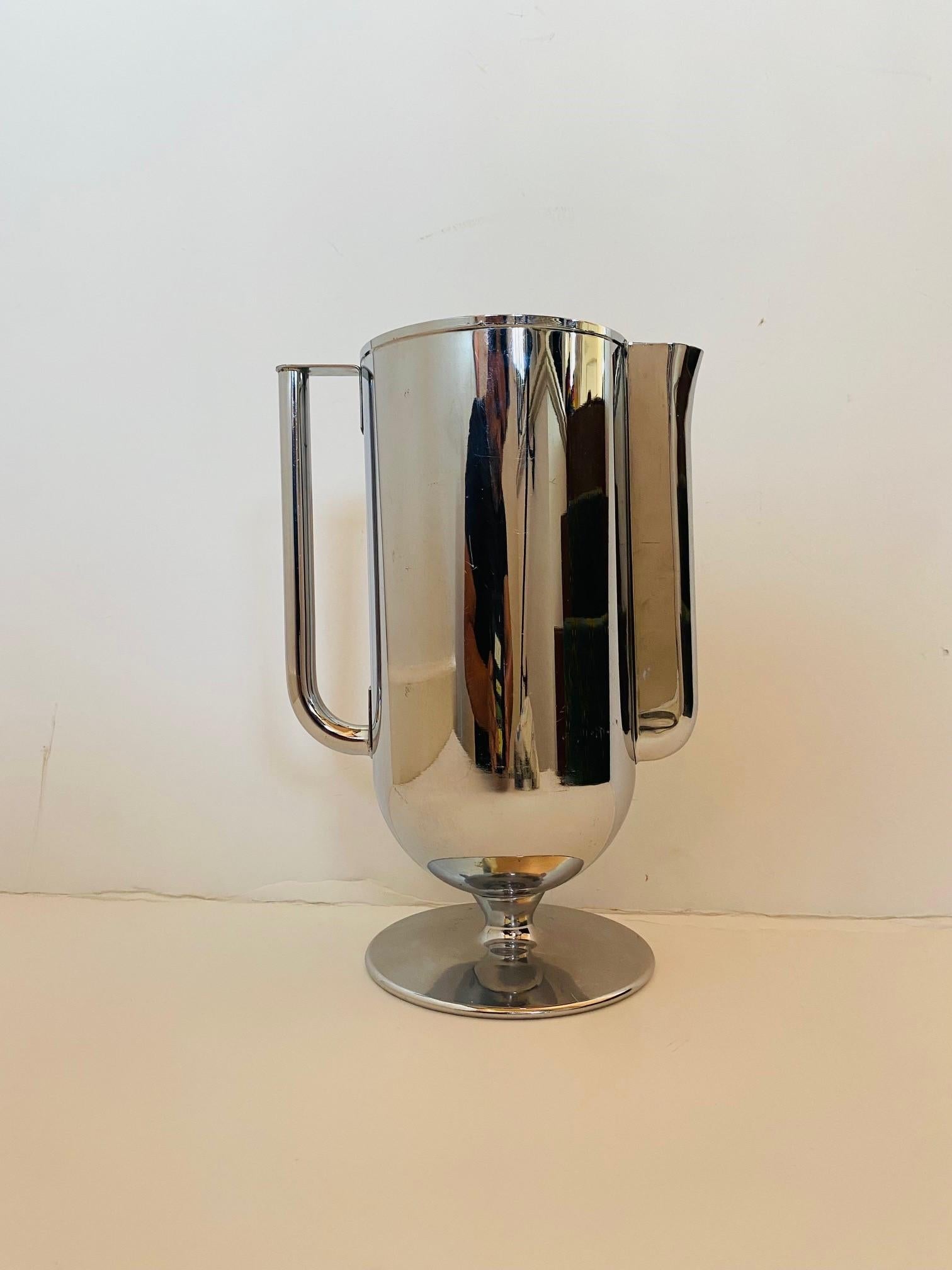 Mid-20th Century Vintage Art Deco Norman Bel Geddes Revere Chrome Pitcher For Sale