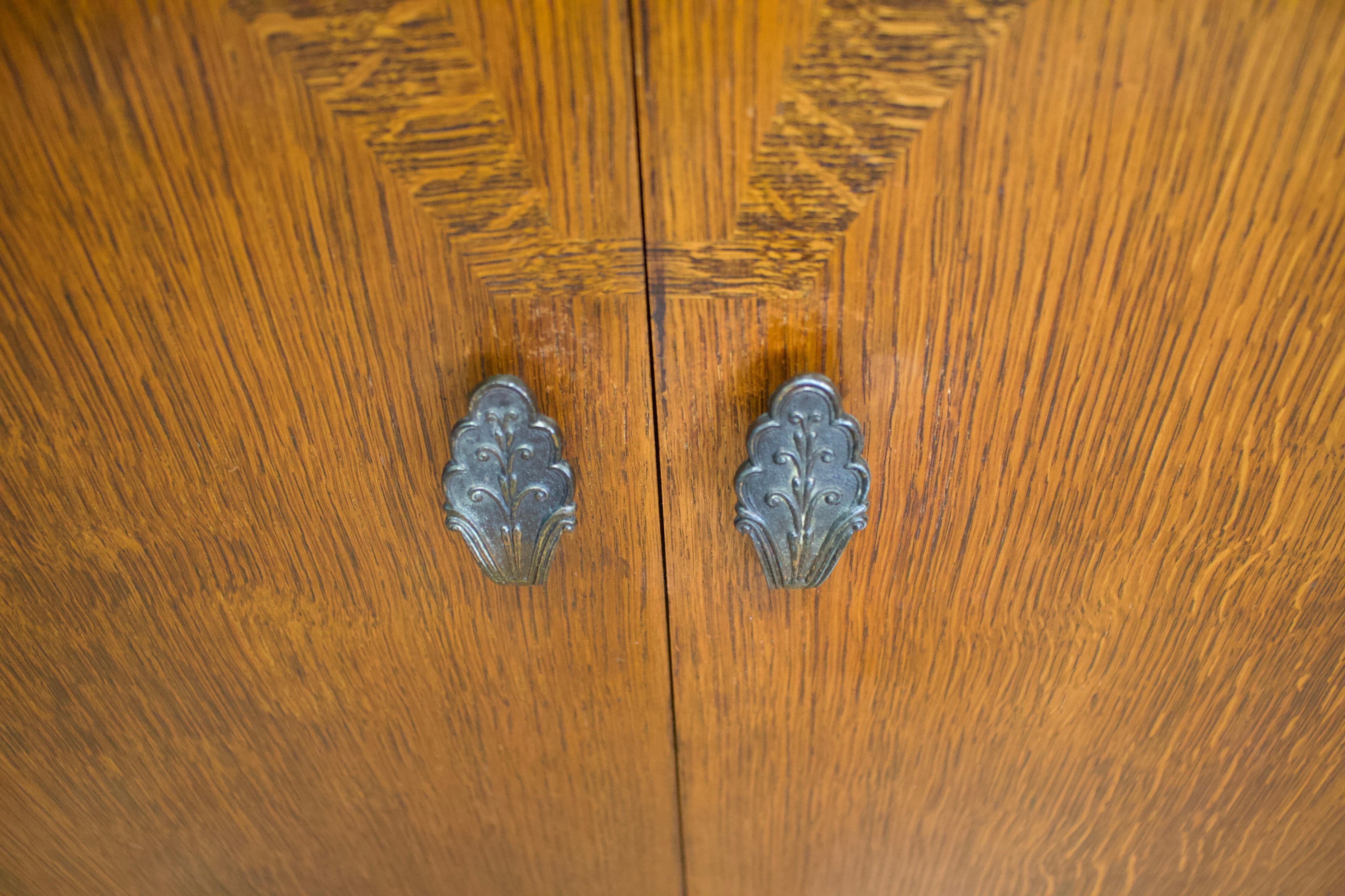 Vintage Art Deco Oak Compact Wardrobe, 1930s 1