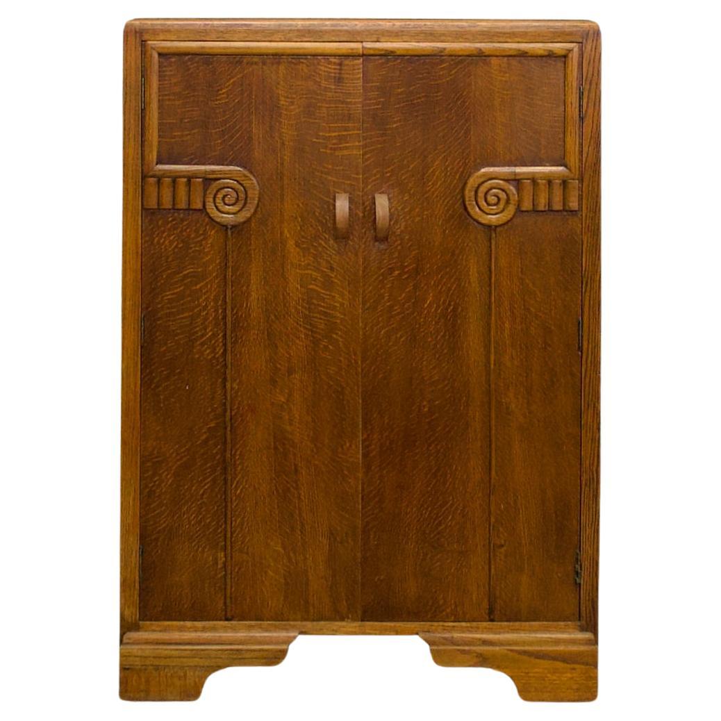 Vintage Art Deco Oak Compact Wardrobe, 1930s For Sale