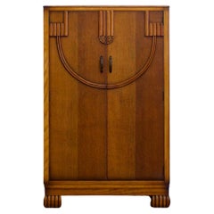 Vintage Art Deco Oak Compact Wardrobe, 1930s