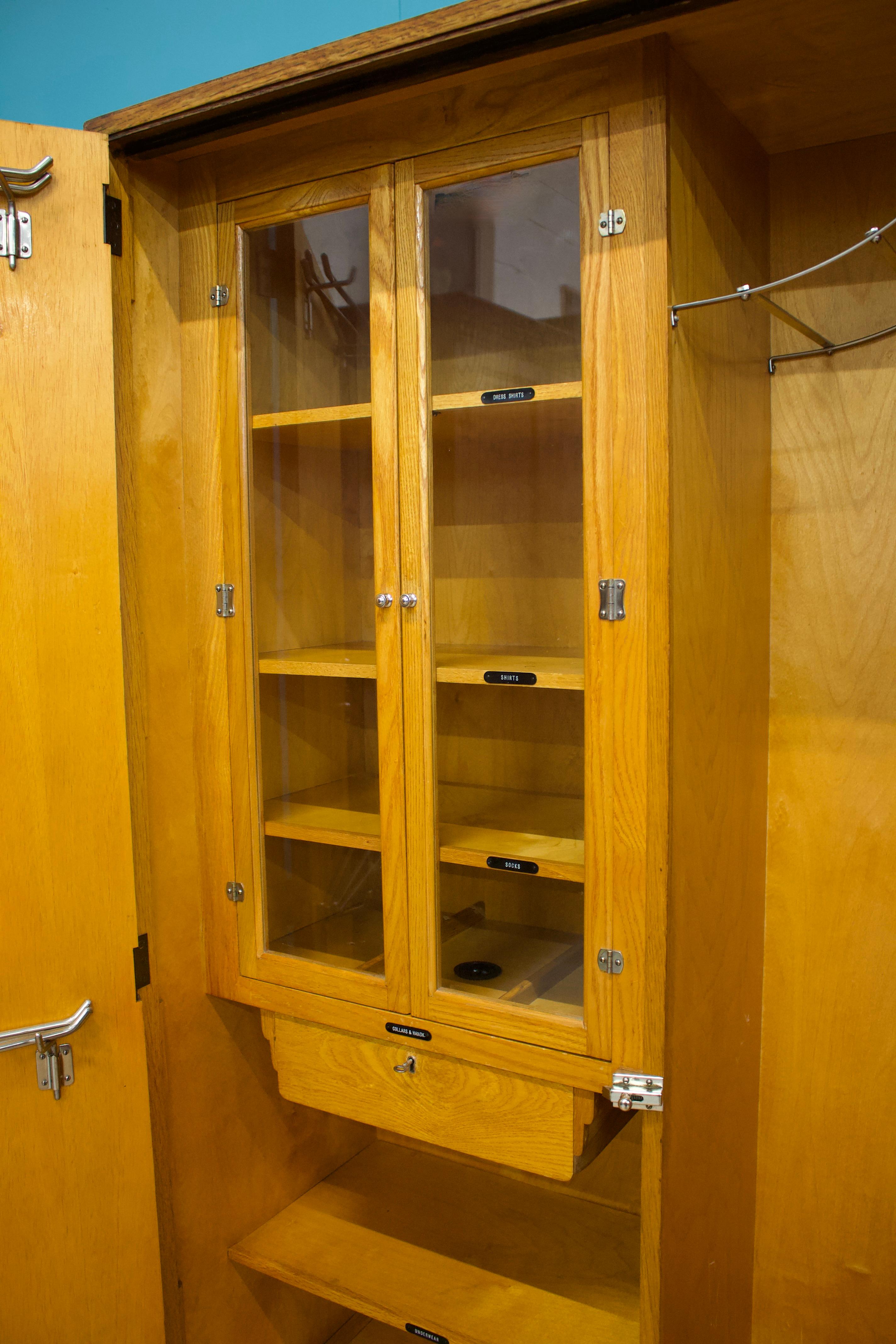 Vintage Art Deco Oak Compact Wardrobe from Compactum, 1930s im Angebot 4