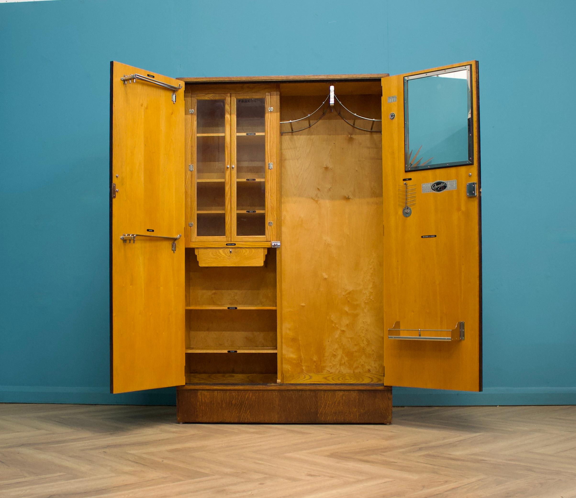 Vintage Art Deco Oak Compact Wardrobe from Compactum, 1930s (Art déco) im Angebot