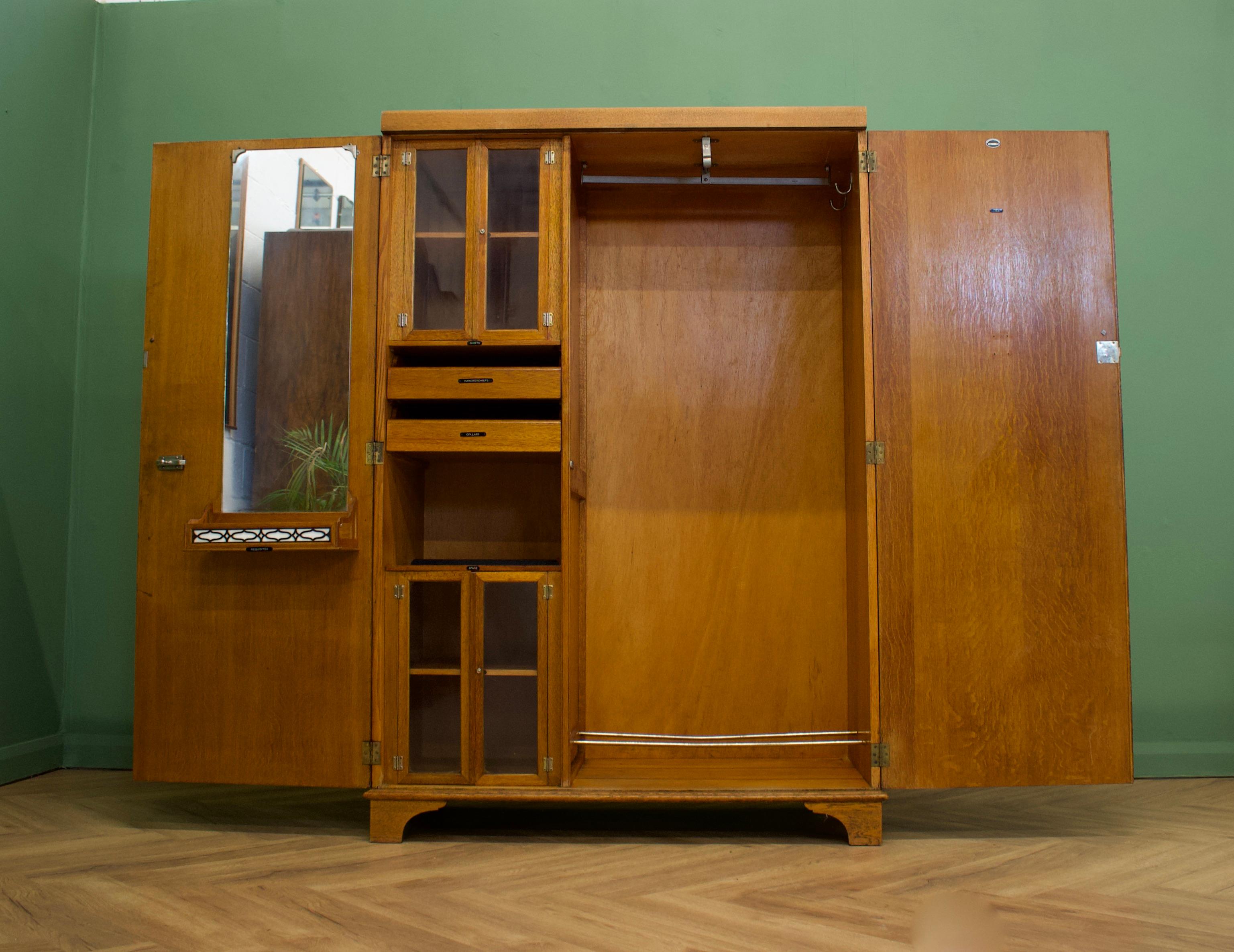 20th Century Vintage Art Deco Oak Compacted Wardrobe from Fitrobe, 1930s