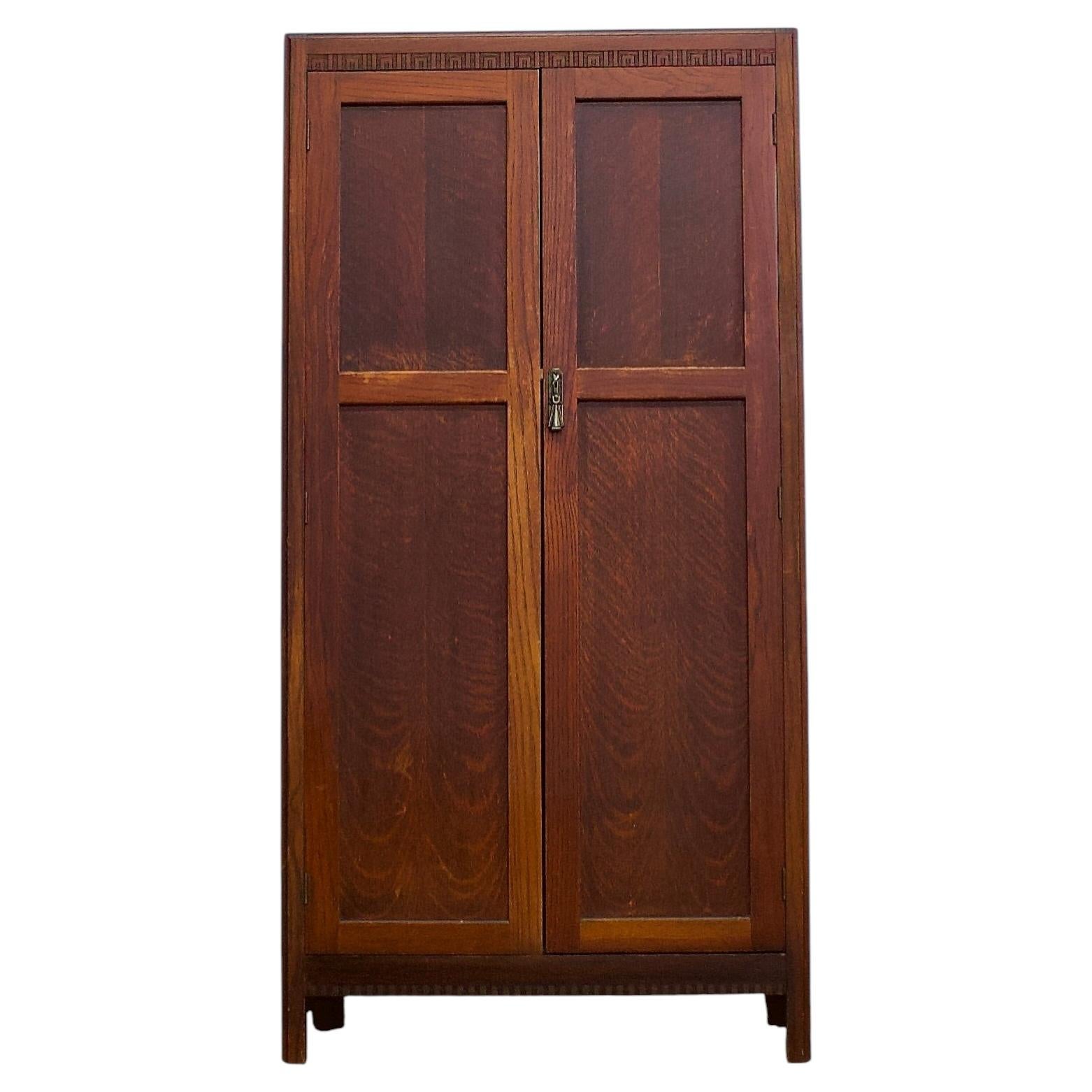 Vintage Art Deco Oak Compactum Wardrobe, 1920s