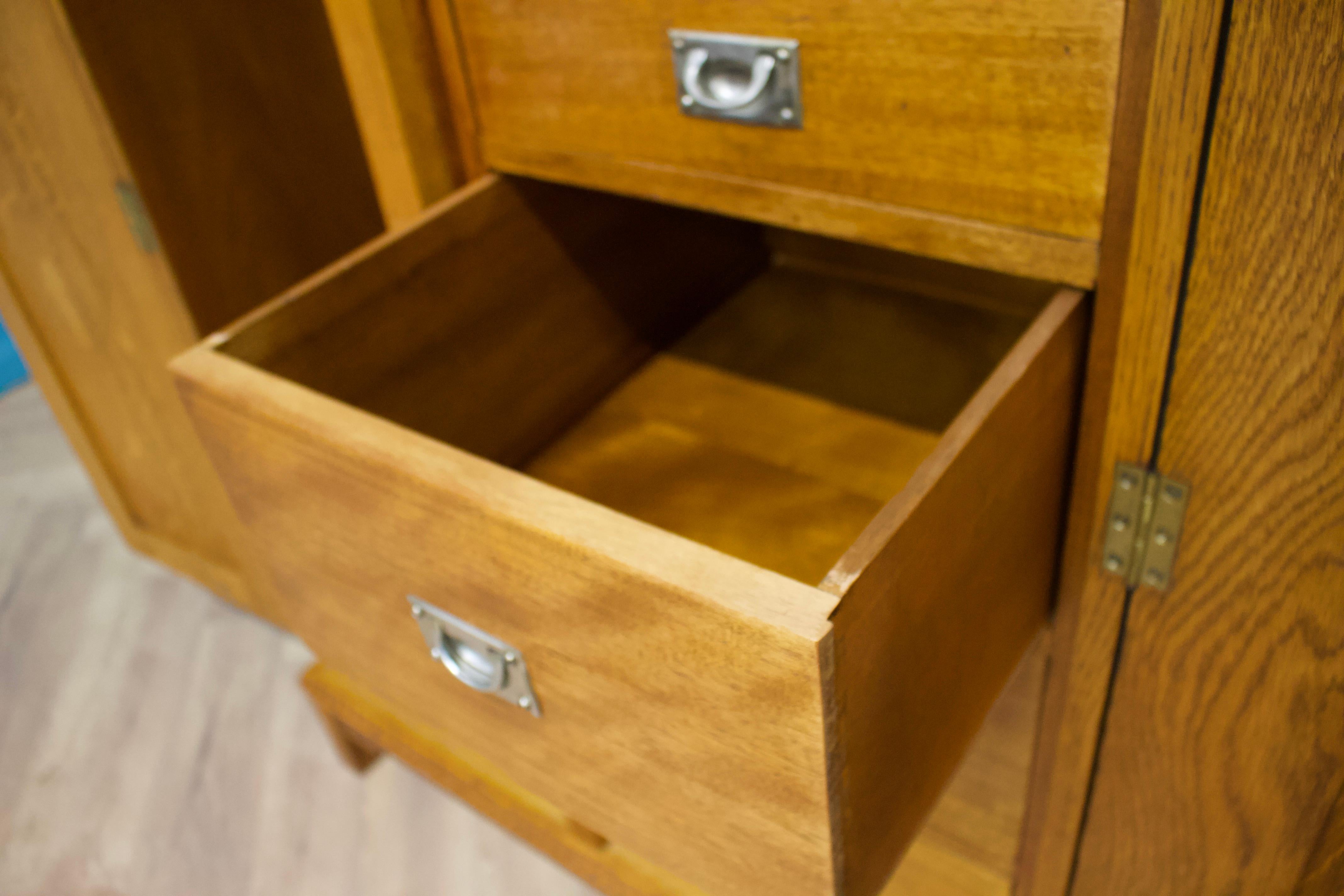 Vintage Art Deco Oak Compactum Wardrobe, 1930s 6