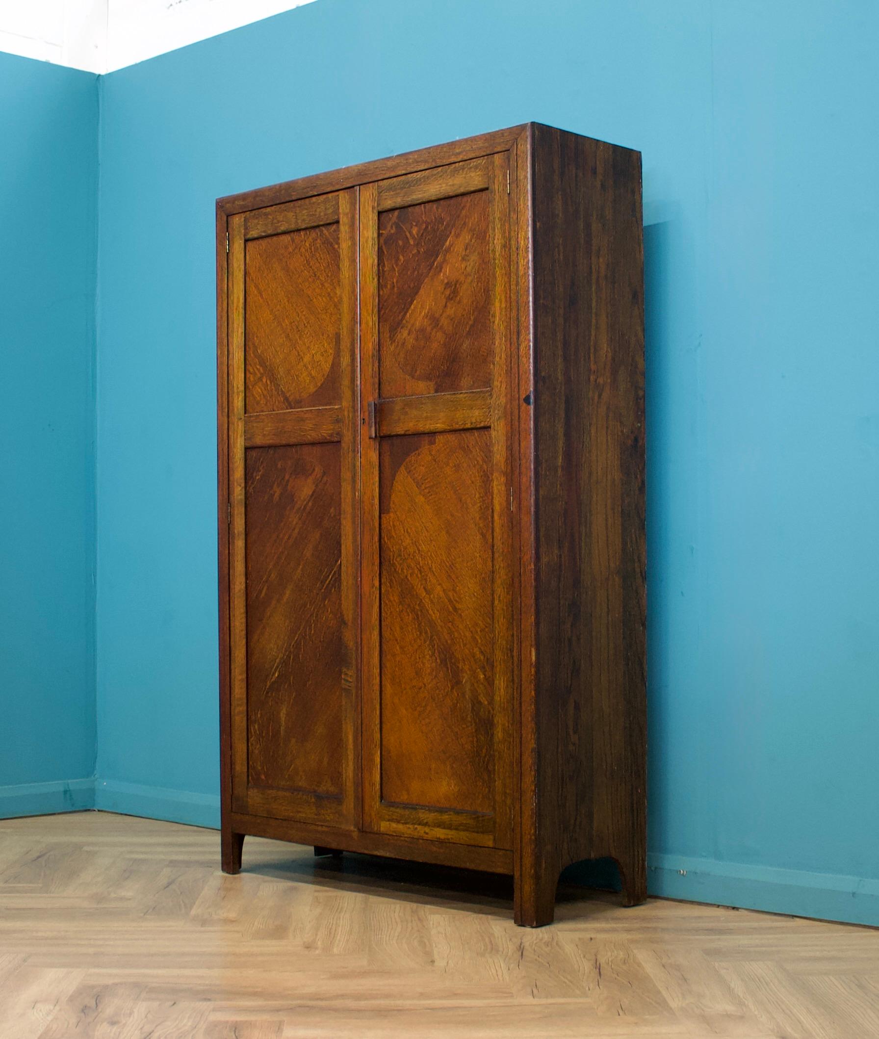 Vintage Art Deco Eiche Compactum Kleiderschrank, 1930er Jahre (Britisch) im Angebot
