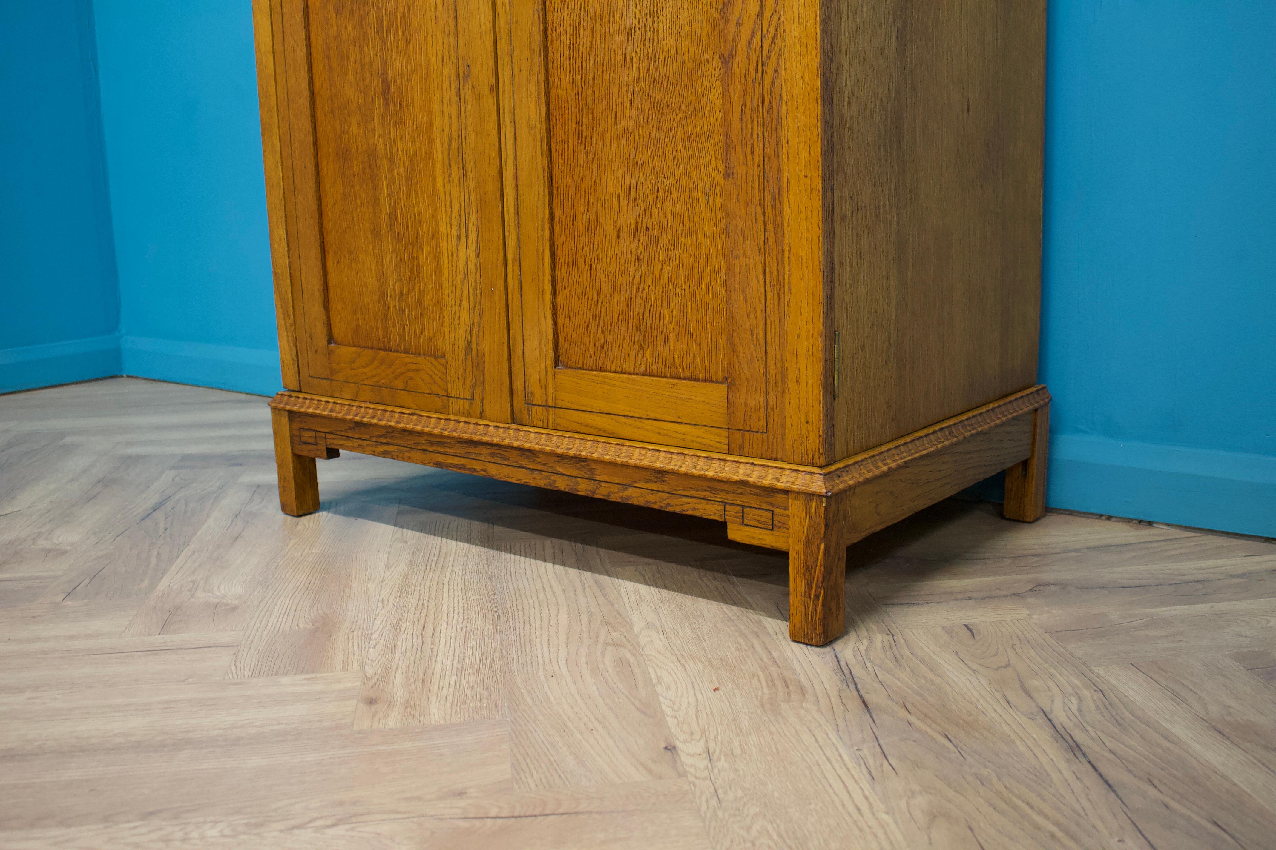 Wood Vintage Art Deco Oak Compactum Wardrobe, 1930s