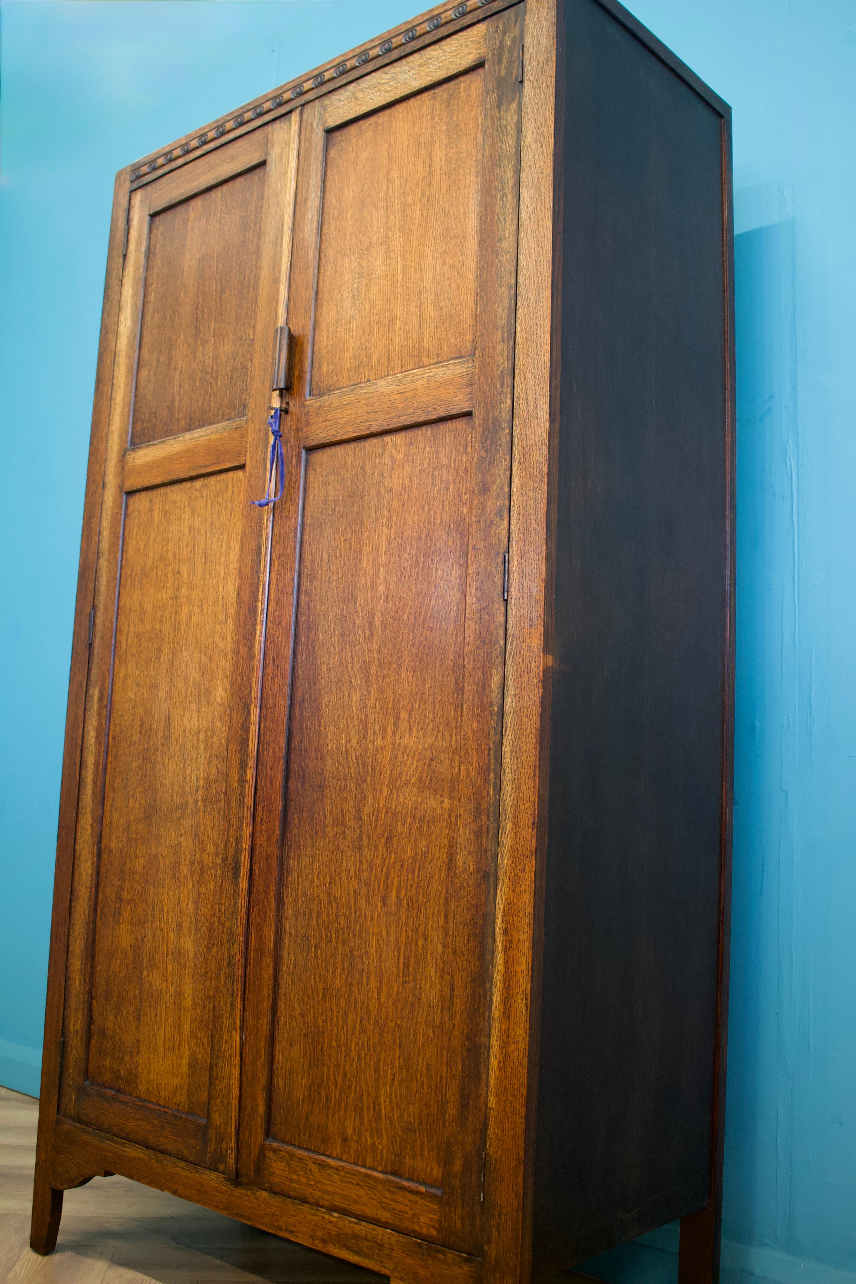 Vintage Art Deco Eiche Compactum Kleiderschrank, 1930er Jahre (Mitte des 20. Jahrhunderts)