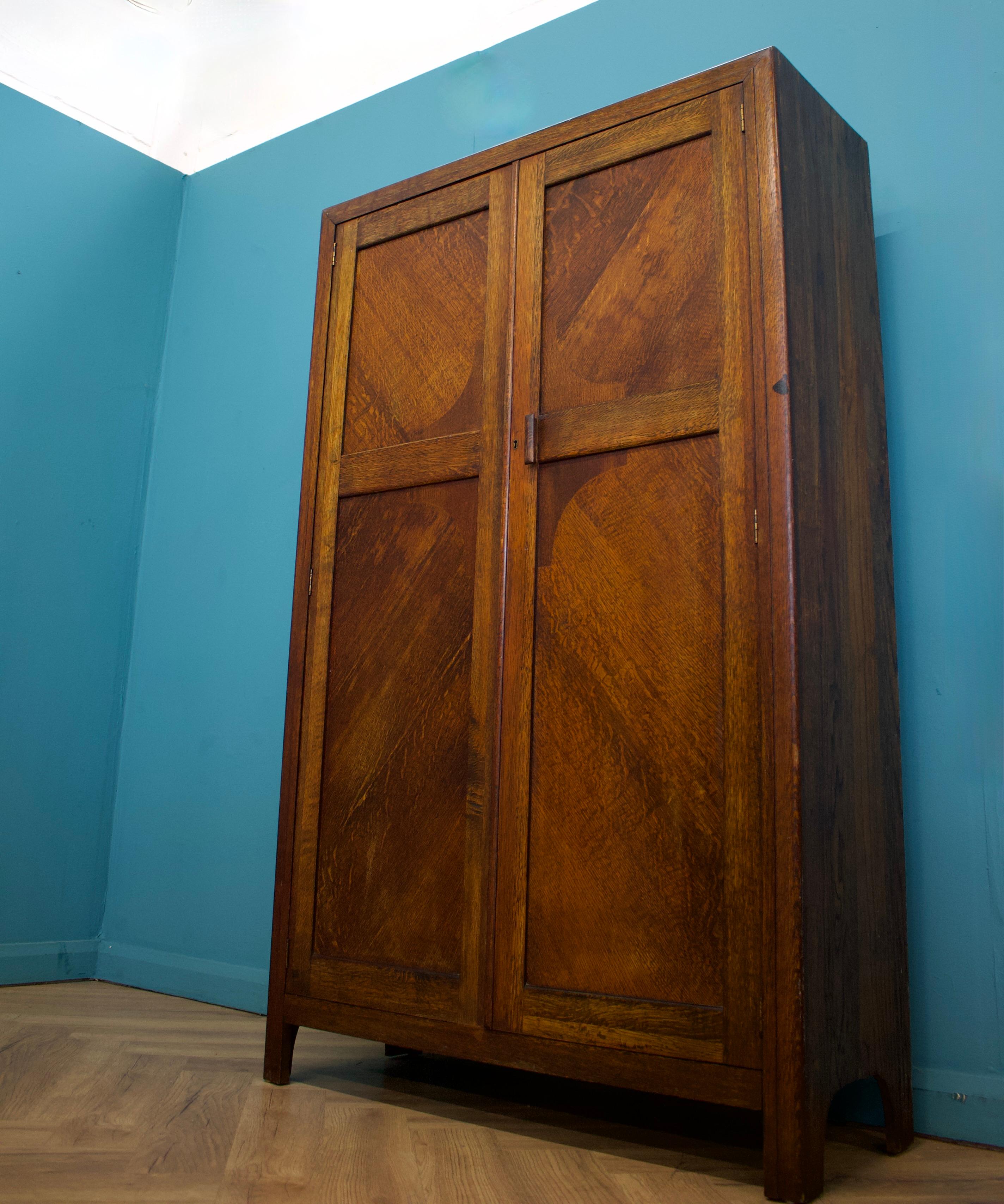 Vintage Art Deco Eiche Compactum Kleiderschrank, 1930er Jahre (Mitte des 20. Jahrhunderts) im Angebot