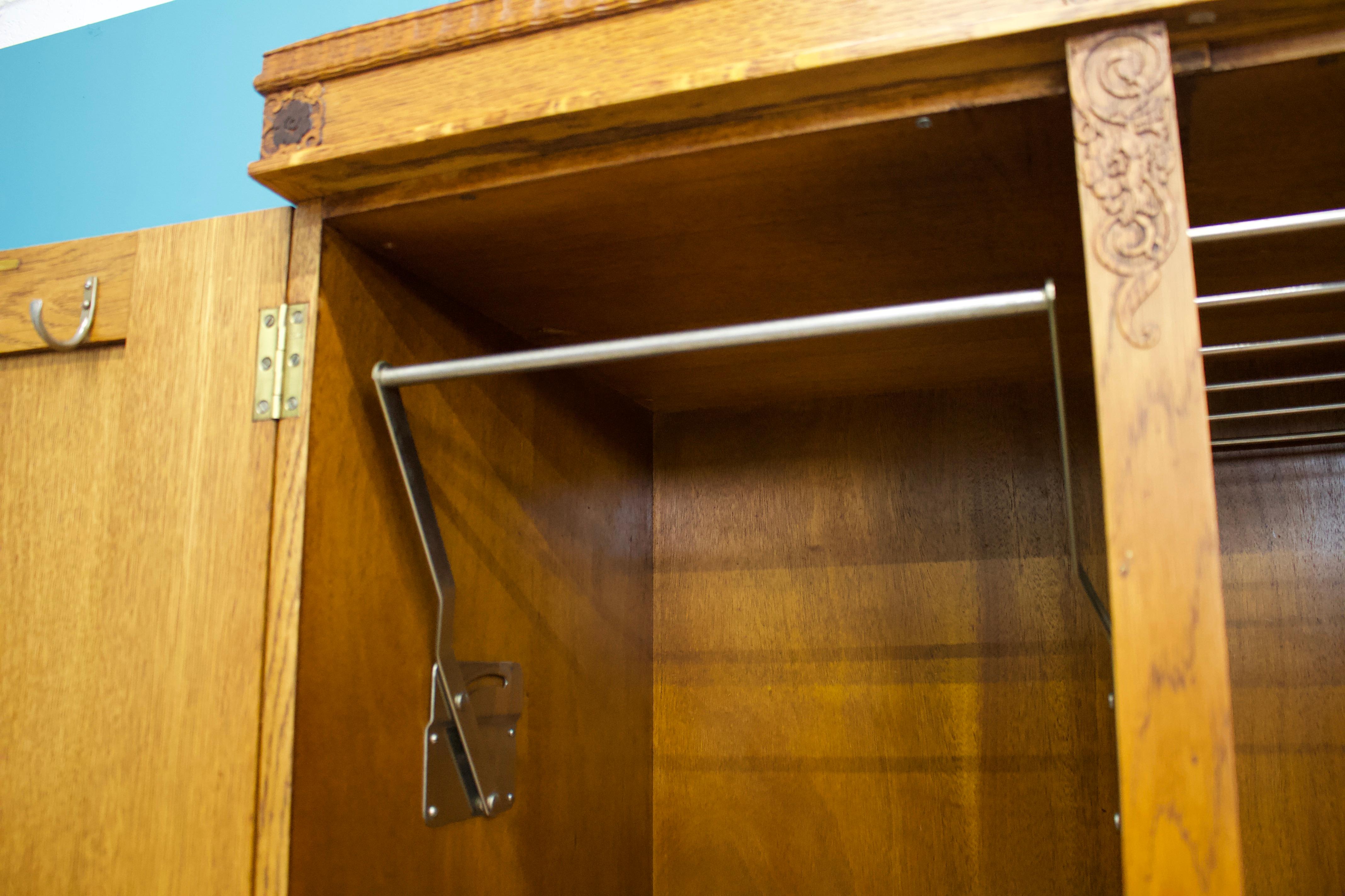 Vintage Art Deco Oak Compactum Wardrobe, 1930s 3