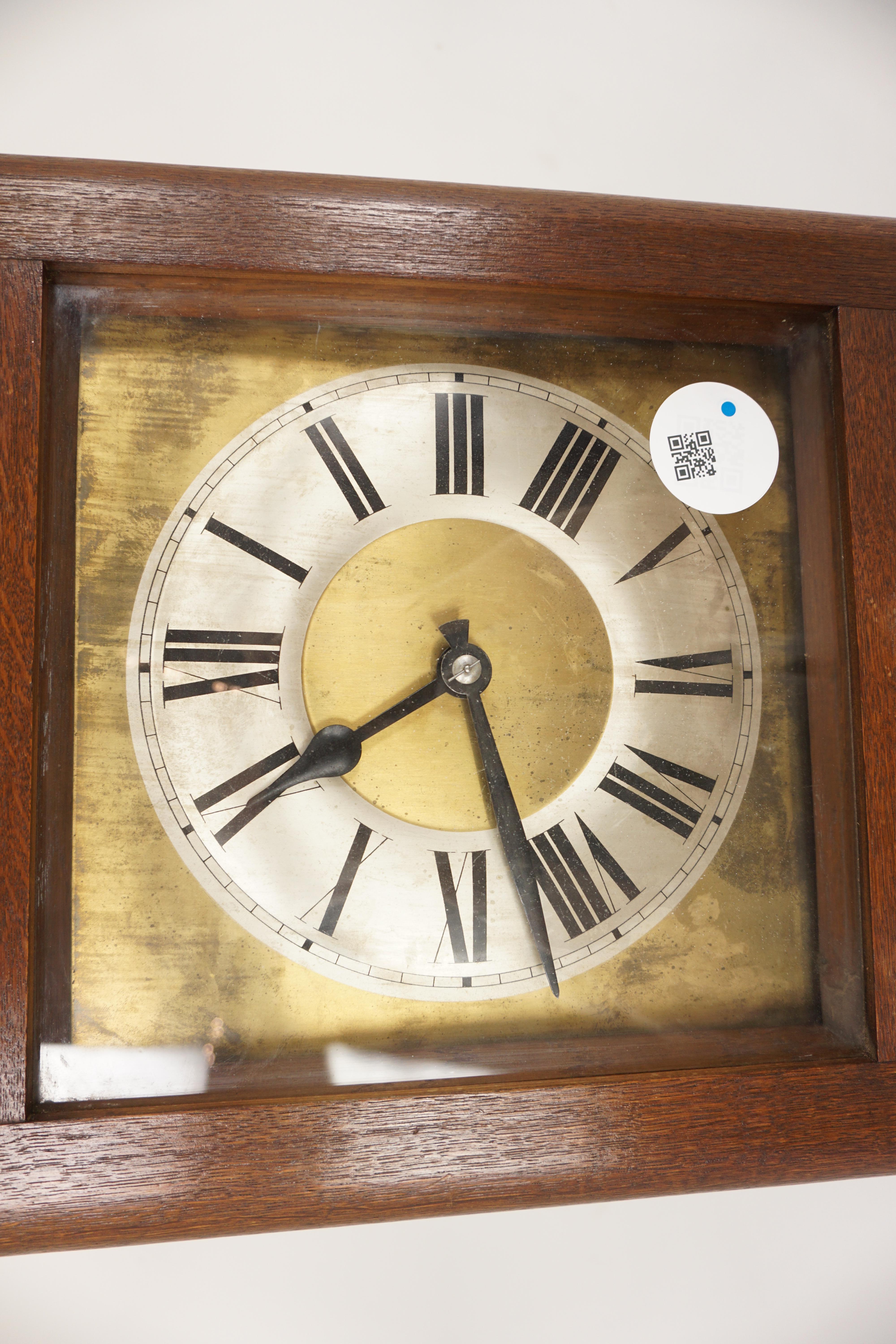 Milieu du XXe siècle Horloge grand-père vintage Art déco en chêne avec boîtier long, Écosse 1930, H922 en vente