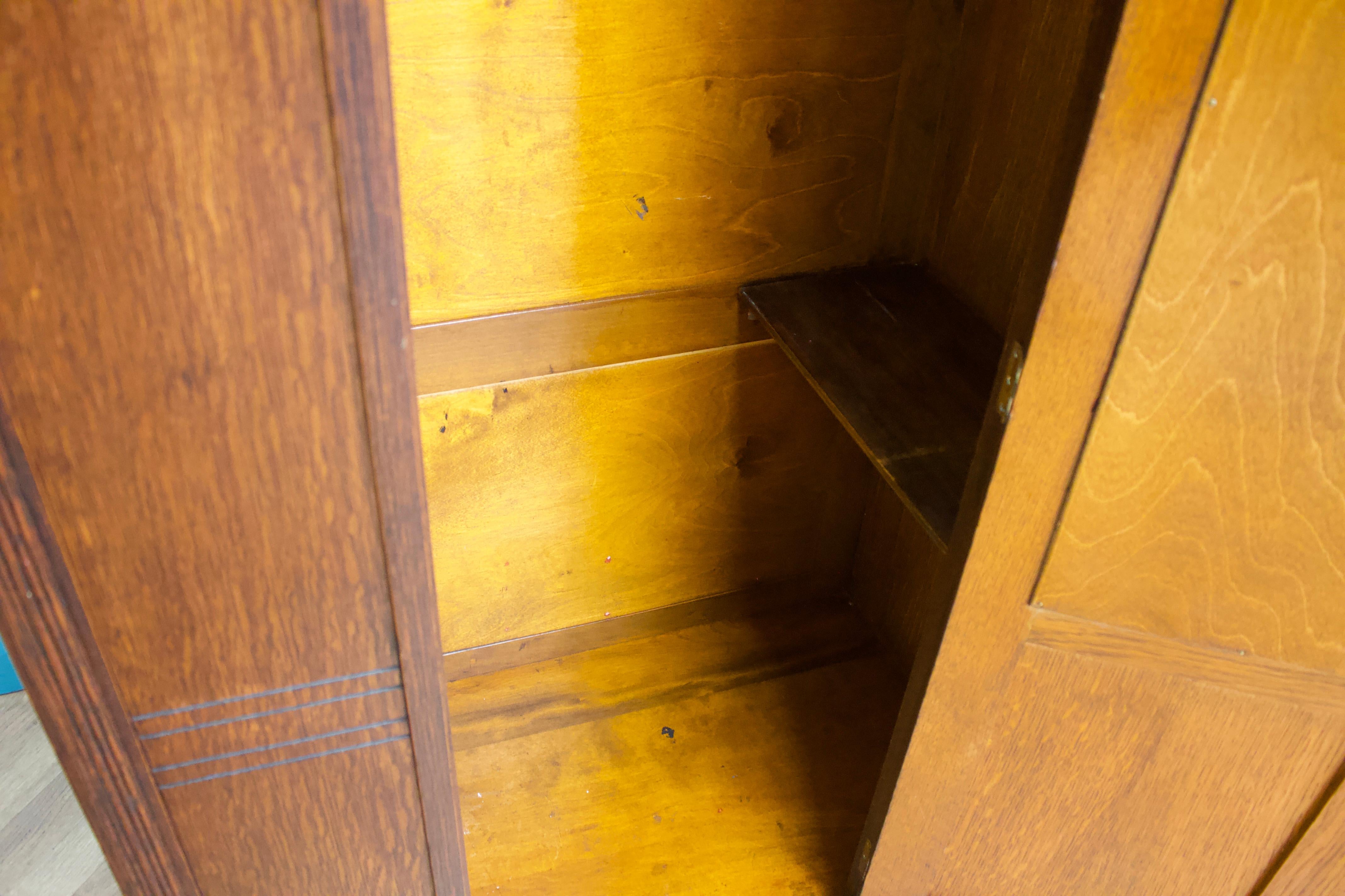 Vintage Art Deco Oak Hall Robe Cupboard or Wardrobe, 1920s For Sale 2