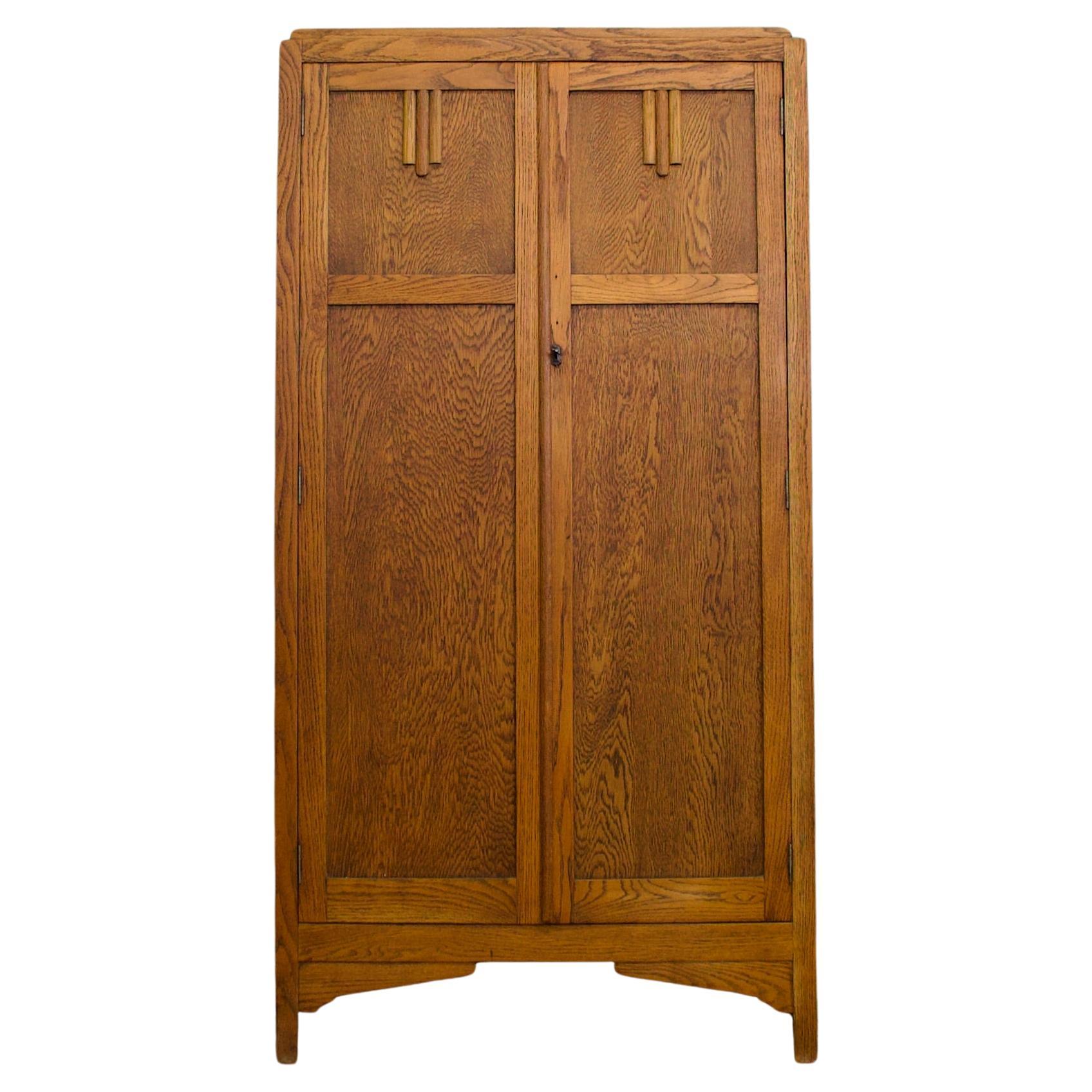 Vintage Art Deco Oak Wardrobe, 1920s at 1stDibs