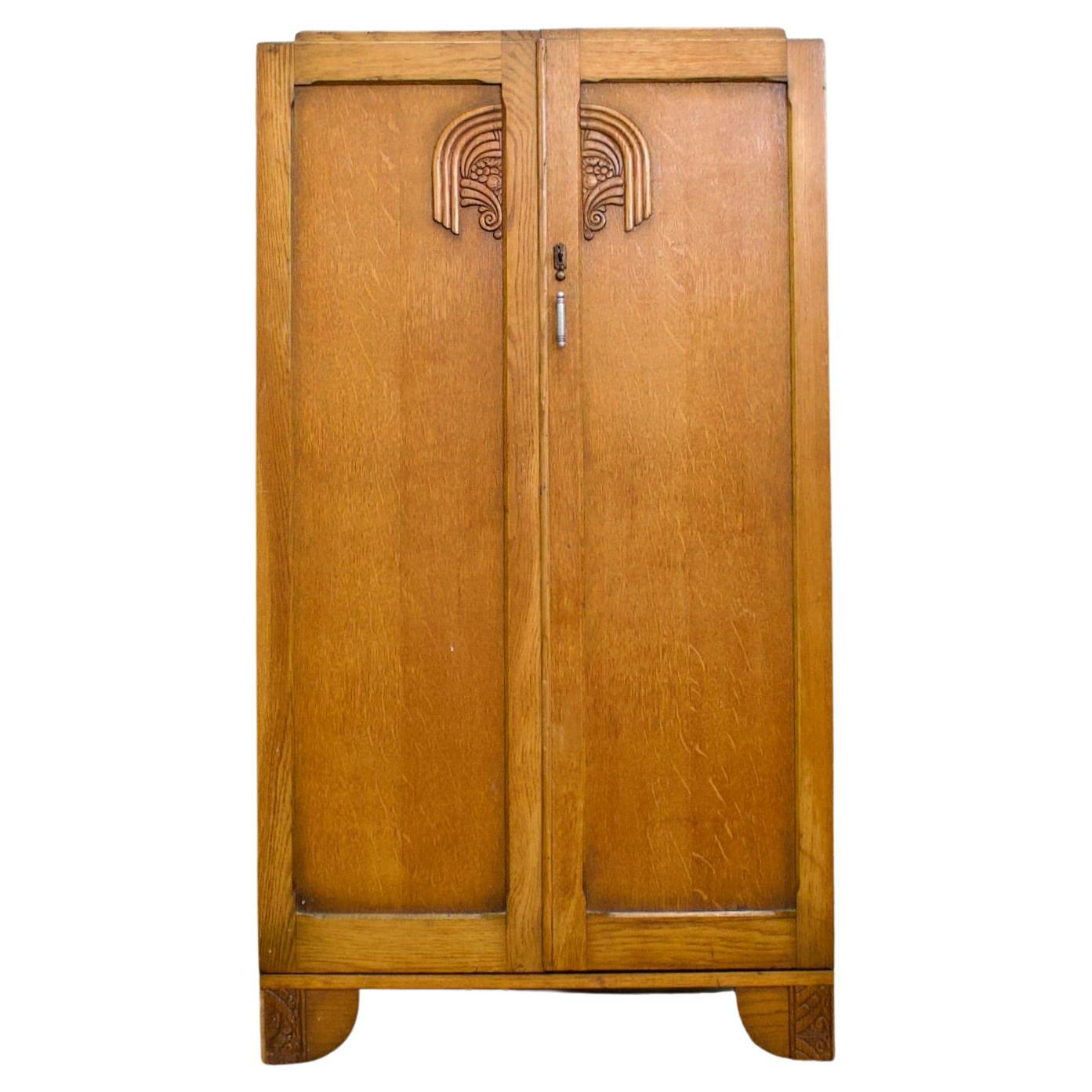 Cherry Art Deco Armoire or Wardrobe by De Coene Frères, 1930s For Sale