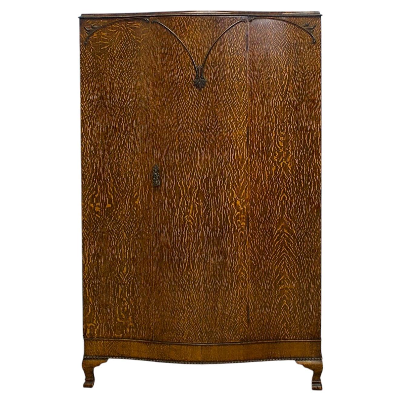 Vintage Art Deco Oak Wardrobe, 1930s