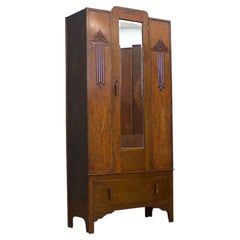 Vintage Art Deco Oak Wardrobe Hall Cupboard, 1930s