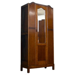 Vintage Art Deco Oak Wardrobe Hall Cupboard, 1930s