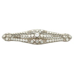 Vintage Art Deco OEC Diamond Platinum Navette Brooch Pin