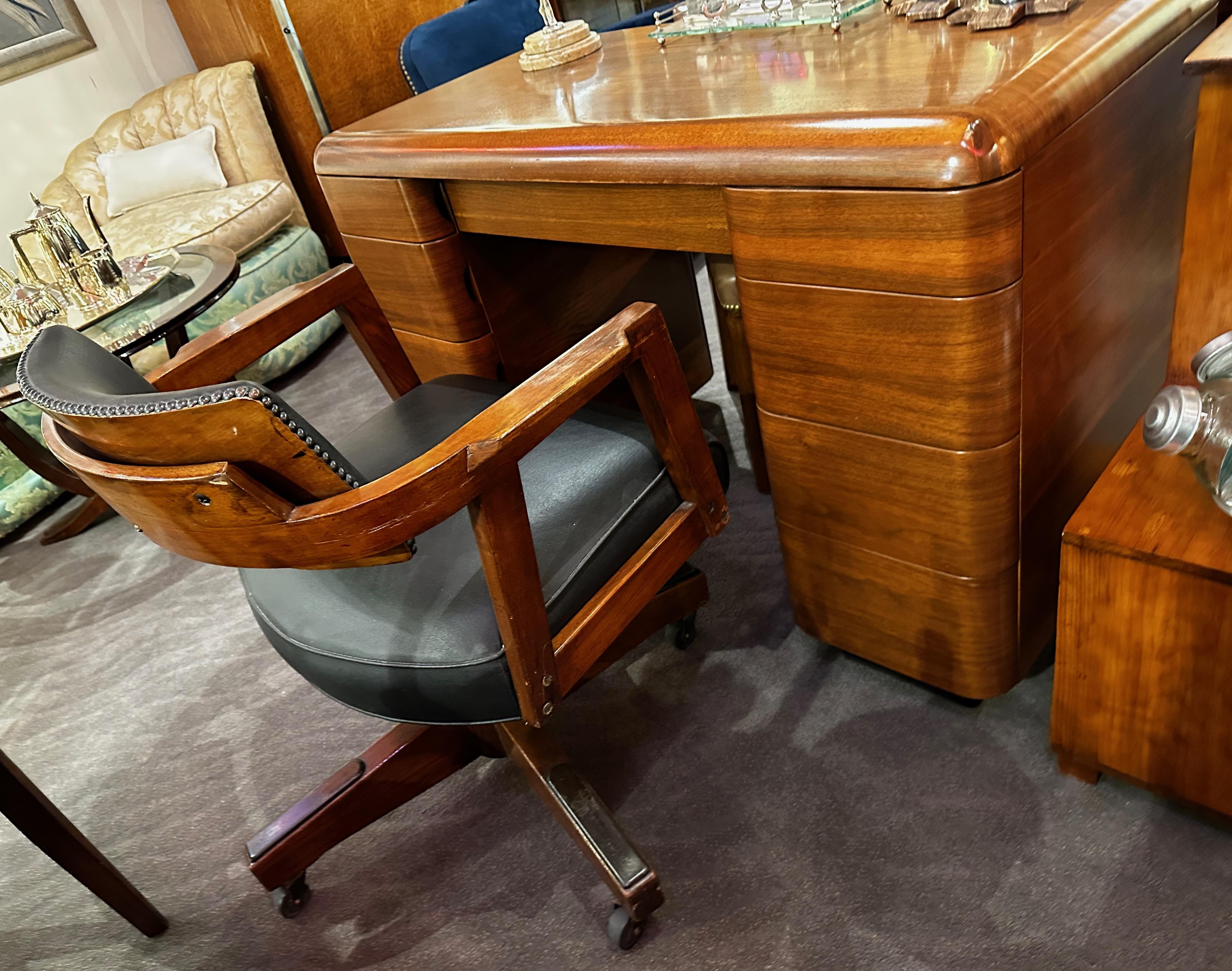 Wood Vintage Art Deco Office Chair  For Sale