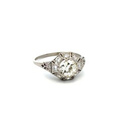 Vintage Art Deco Old European Cut Diamond Gold Solitaire Cocktail Ring