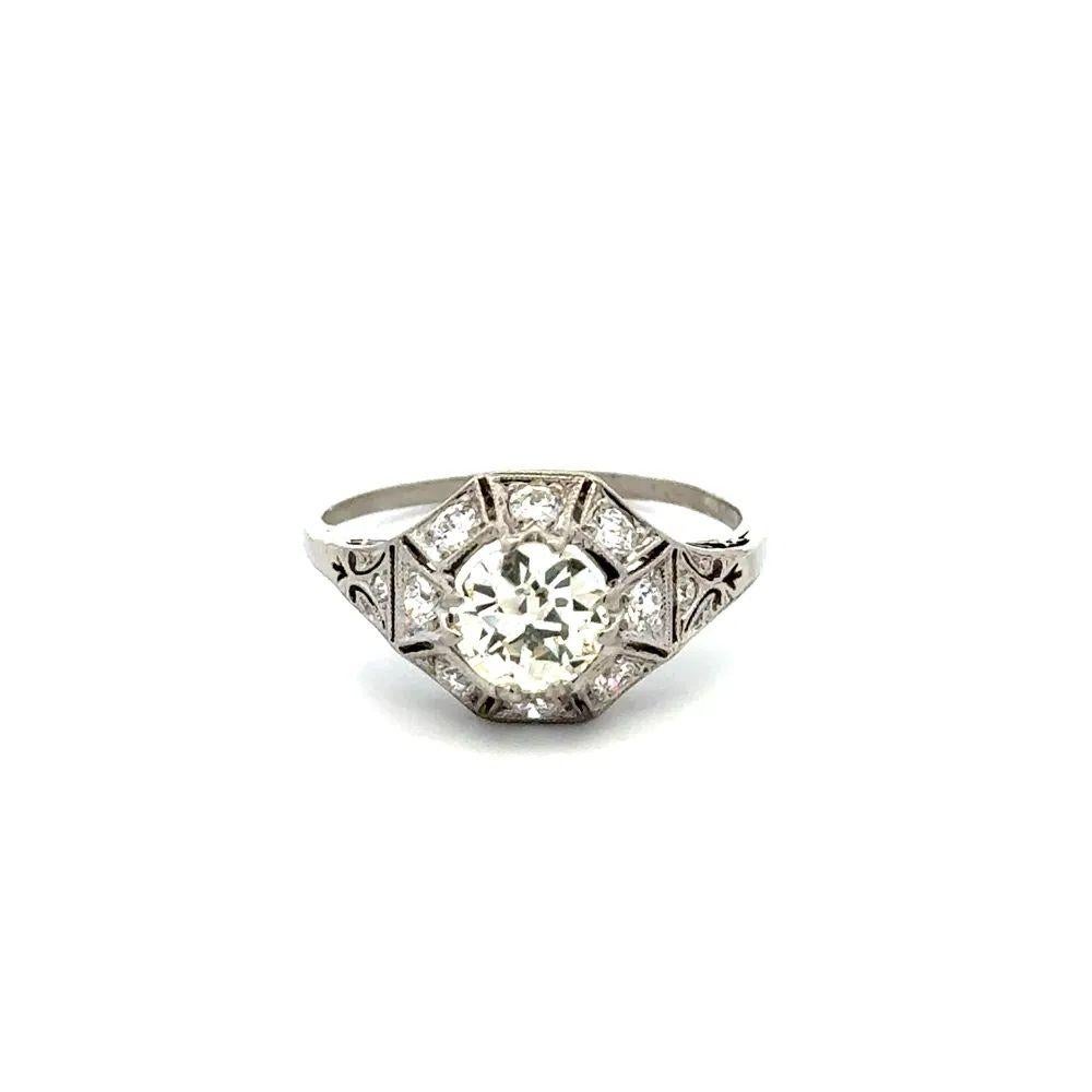 Vintage Art Deco Old European Cut Diamond Gold Solitaire Cocktail Ring In Excellent Condition For Sale In Montreal, QC