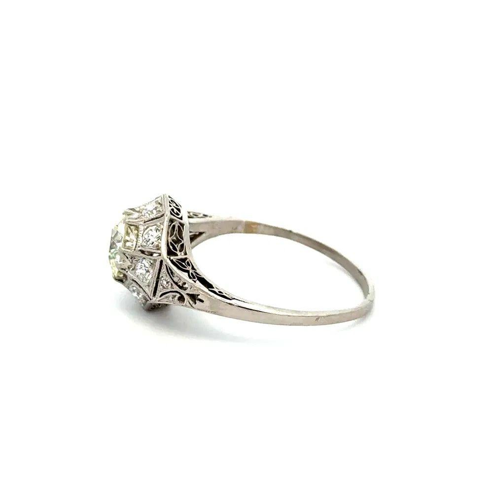 Vintage Art Deco Old European Cut Diamond Gold Solitaire Cocktail Ring For Sale 1