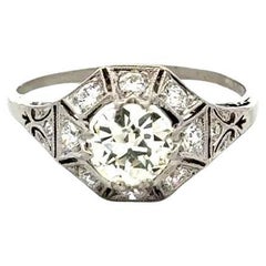 Vintage Art Deco Old European Cut Diamond Gold Solitaire Cocktail Ring