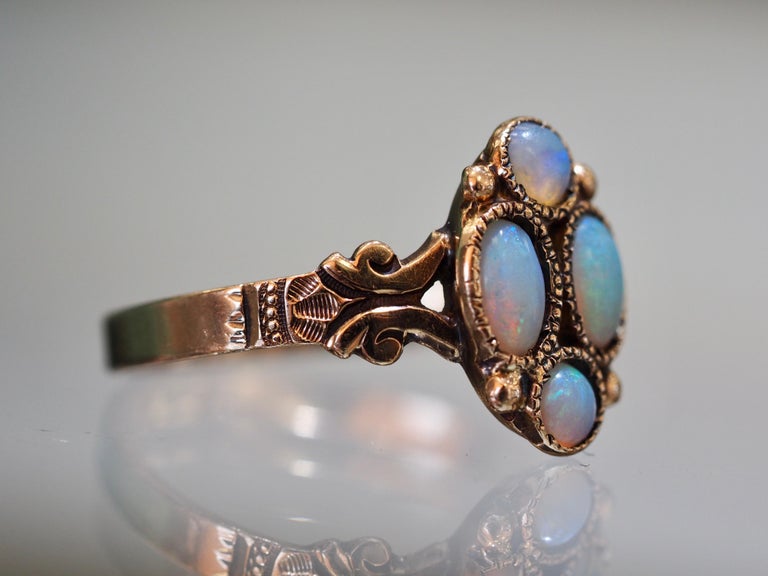 Vintage Art Deco Opal Ring in 14 Karat at 1stDibs