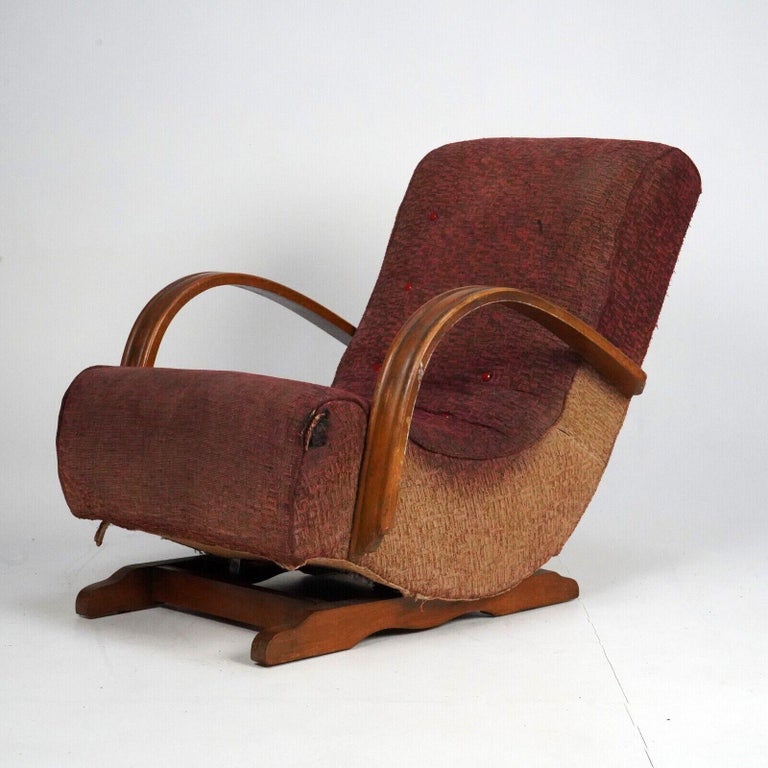 Vintage Art Deco Open Arm Rocking Chair, 1930 For Sale at 1stDibs