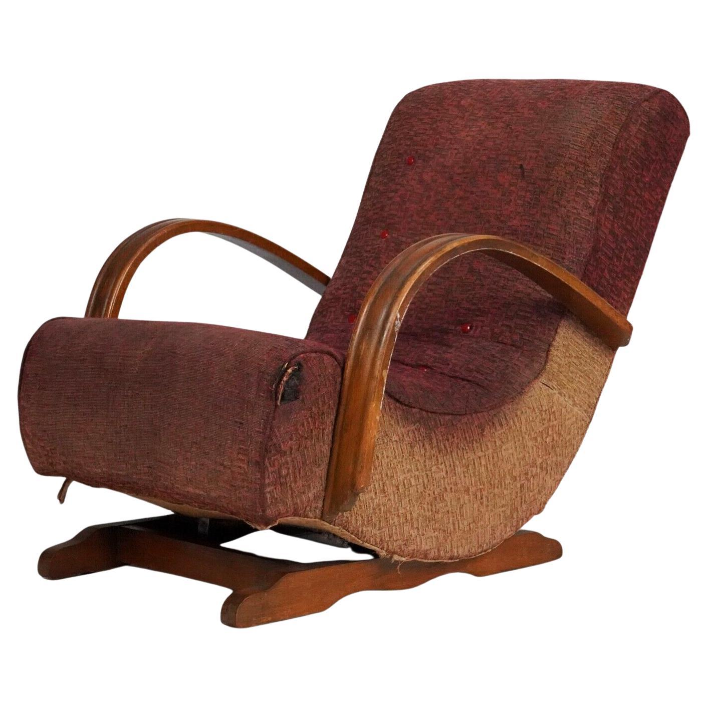 Vintage Art Deco Open Arm Rocking Chair, 1930