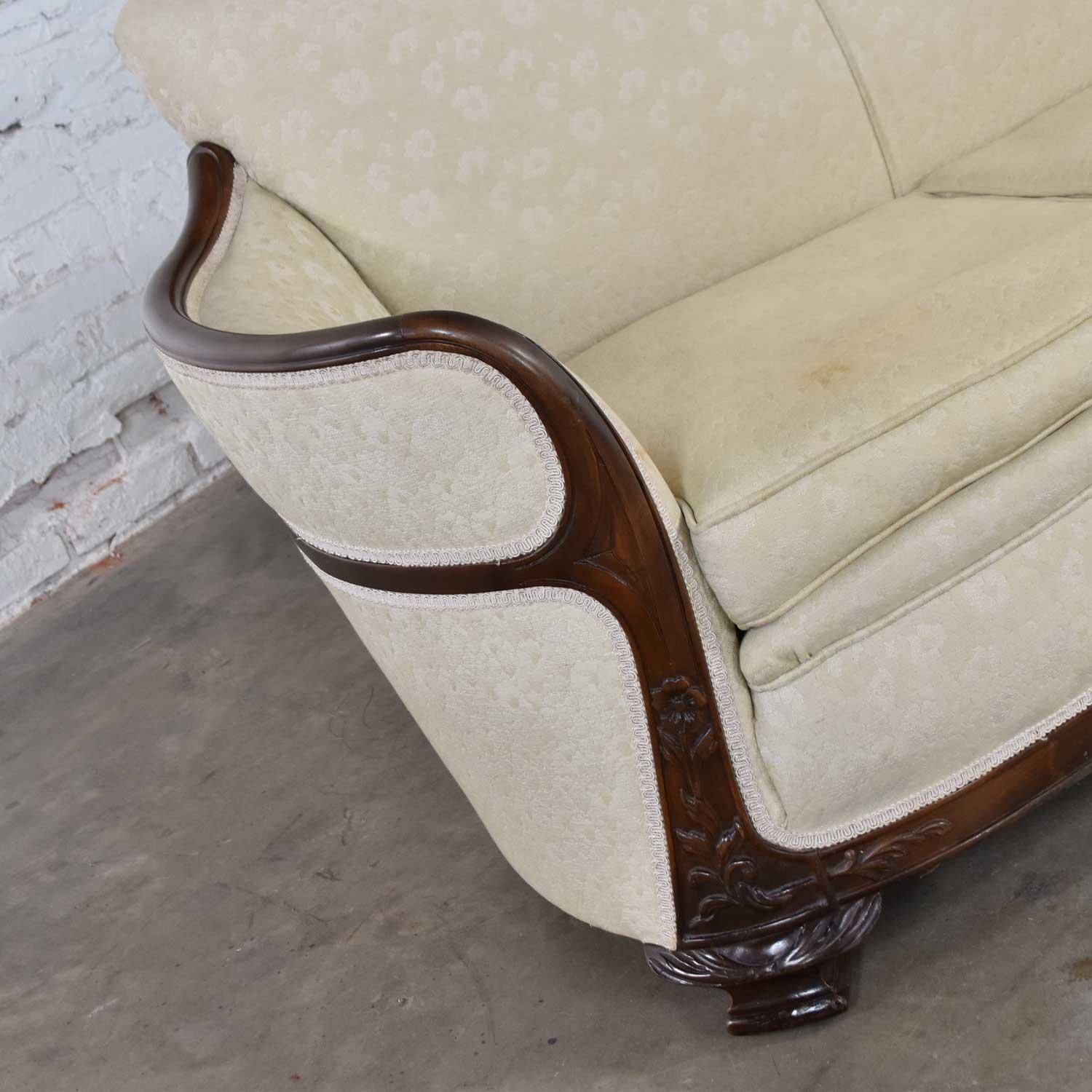 Vintage Art Deco or Art Nouveau Sofa with Walnut Frame & Trim from Vargas Furn. 7