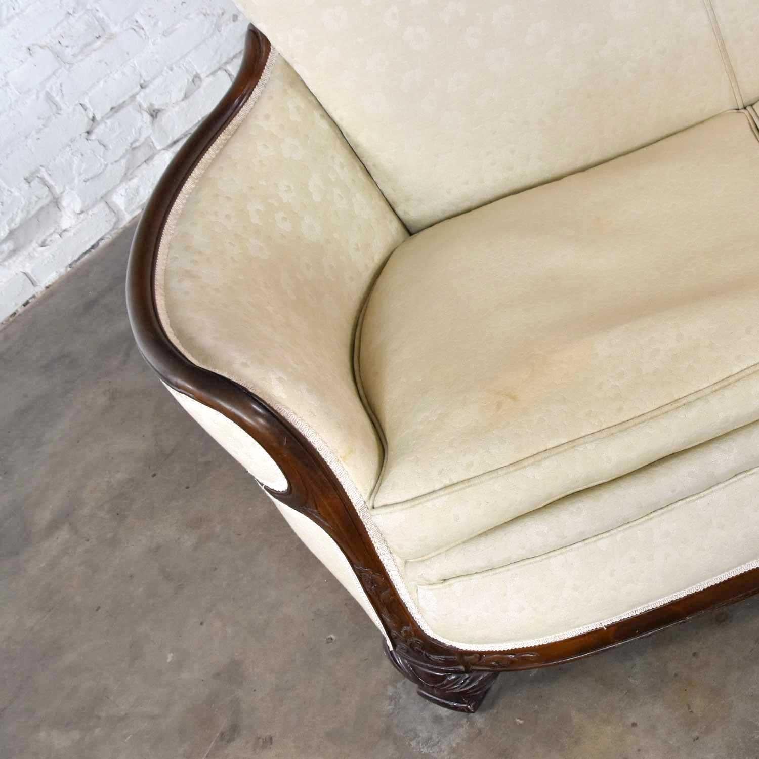 Vintage Art Deco or Art Nouveau Sofa with Walnut Frame & Trim from Vargas Furn. 8