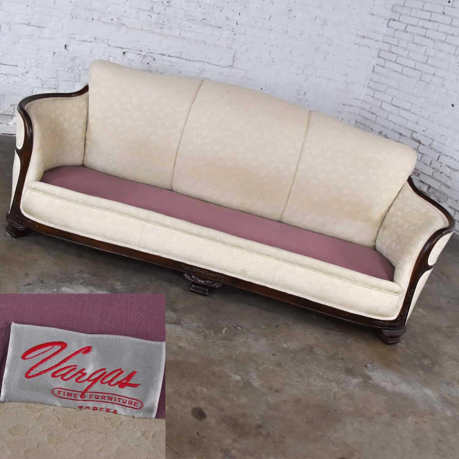 Vintage Art Deco or Art Nouveau Sofa with Walnut Frame & Trim from Vargas Furn. 11